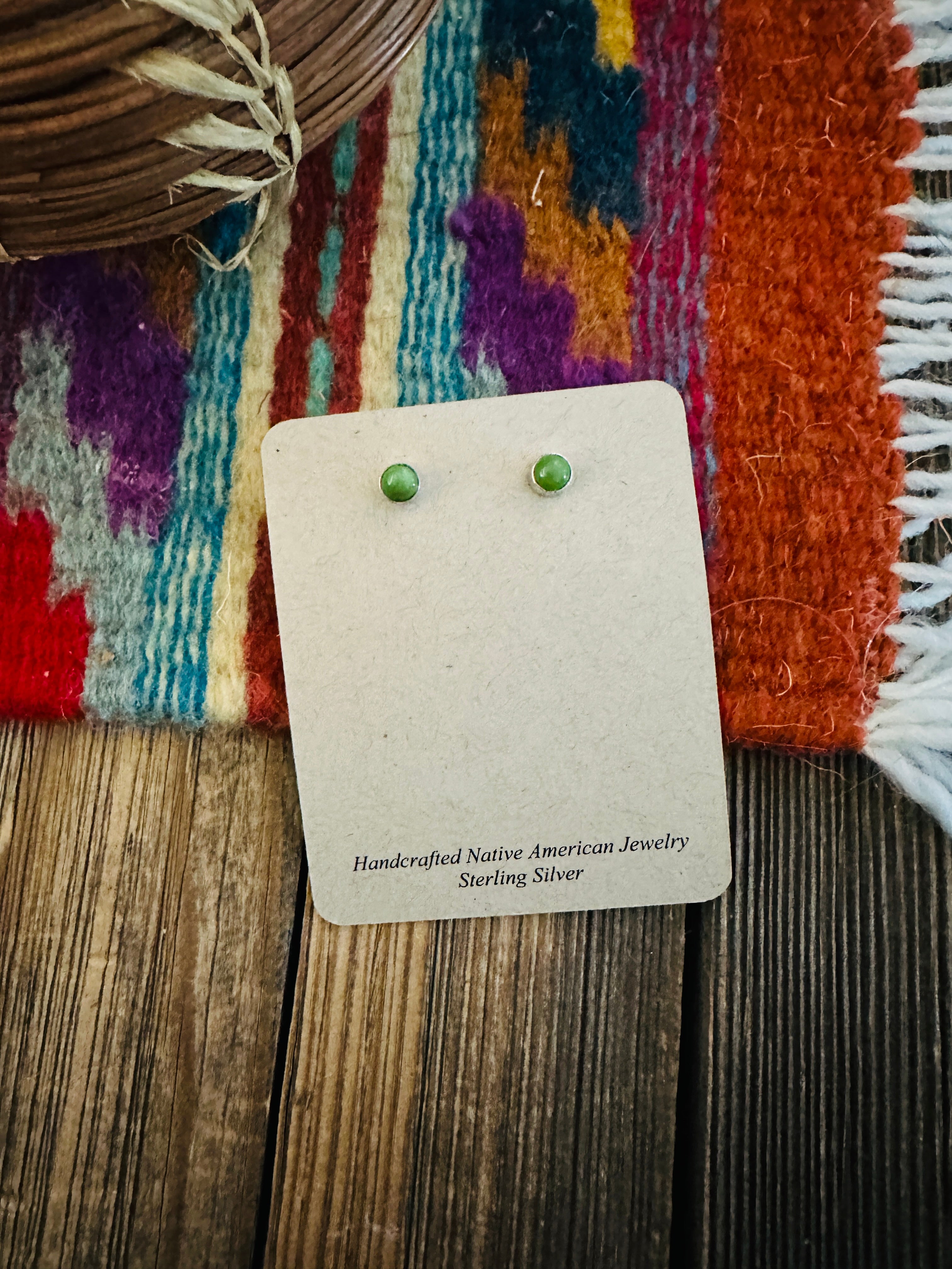 Handcrafted Sonoran Gold Turquoise & Sterling Silver Stud Earrings