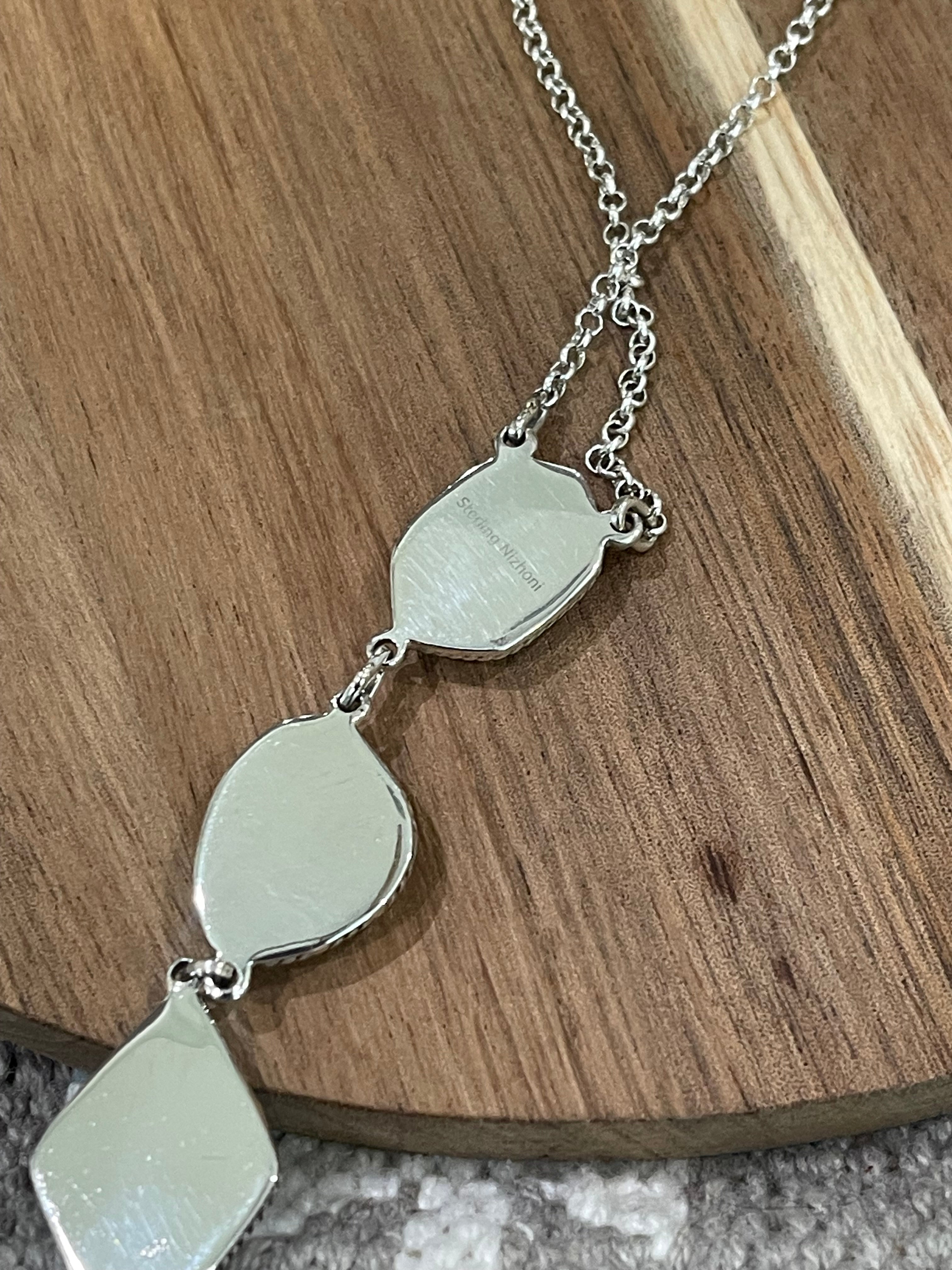 Handmade Sterling Silver & Carico Lake Turquoise Drop Necklace