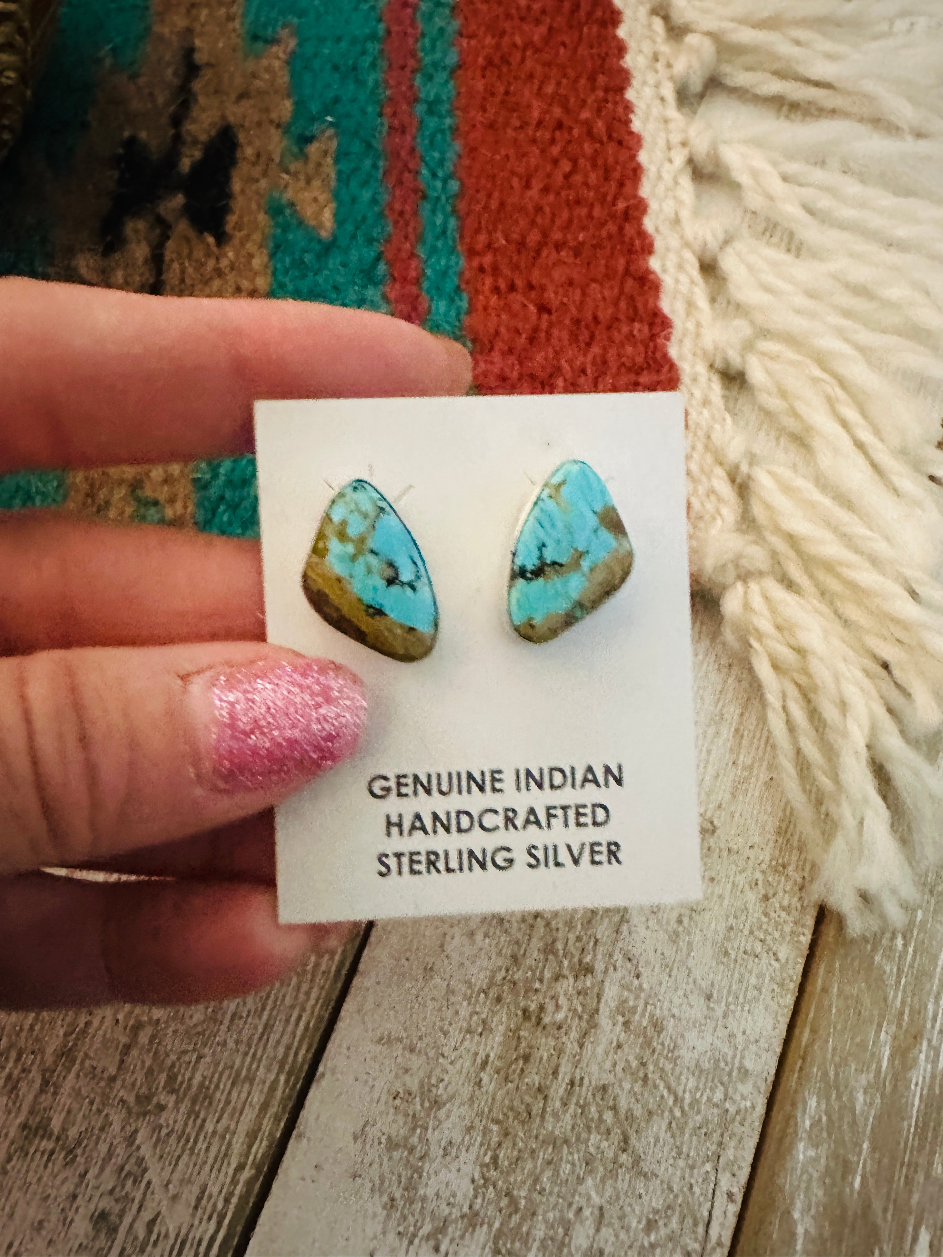 Navajo Sterling Silver & Turquoise Post Earrings