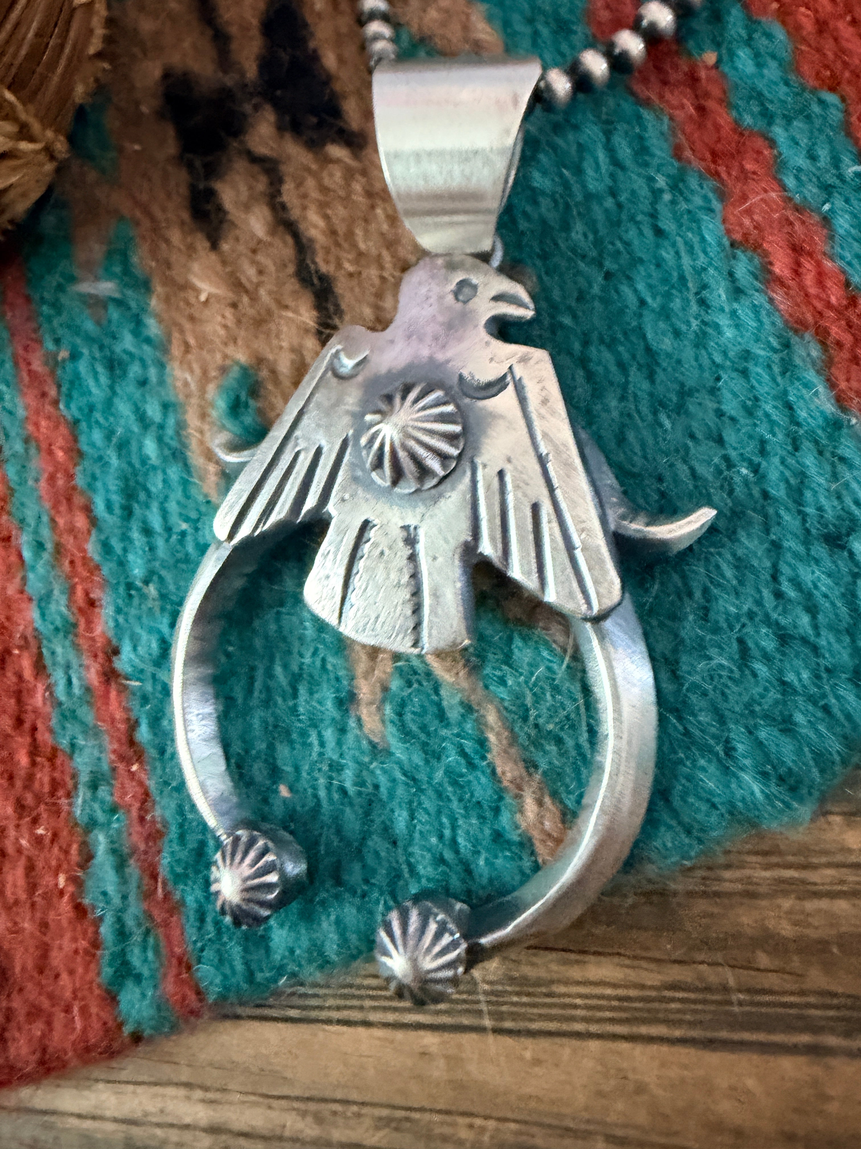 Handcrafted Sterling Silver Thunderbird Naja Pendant by Chimney Butte