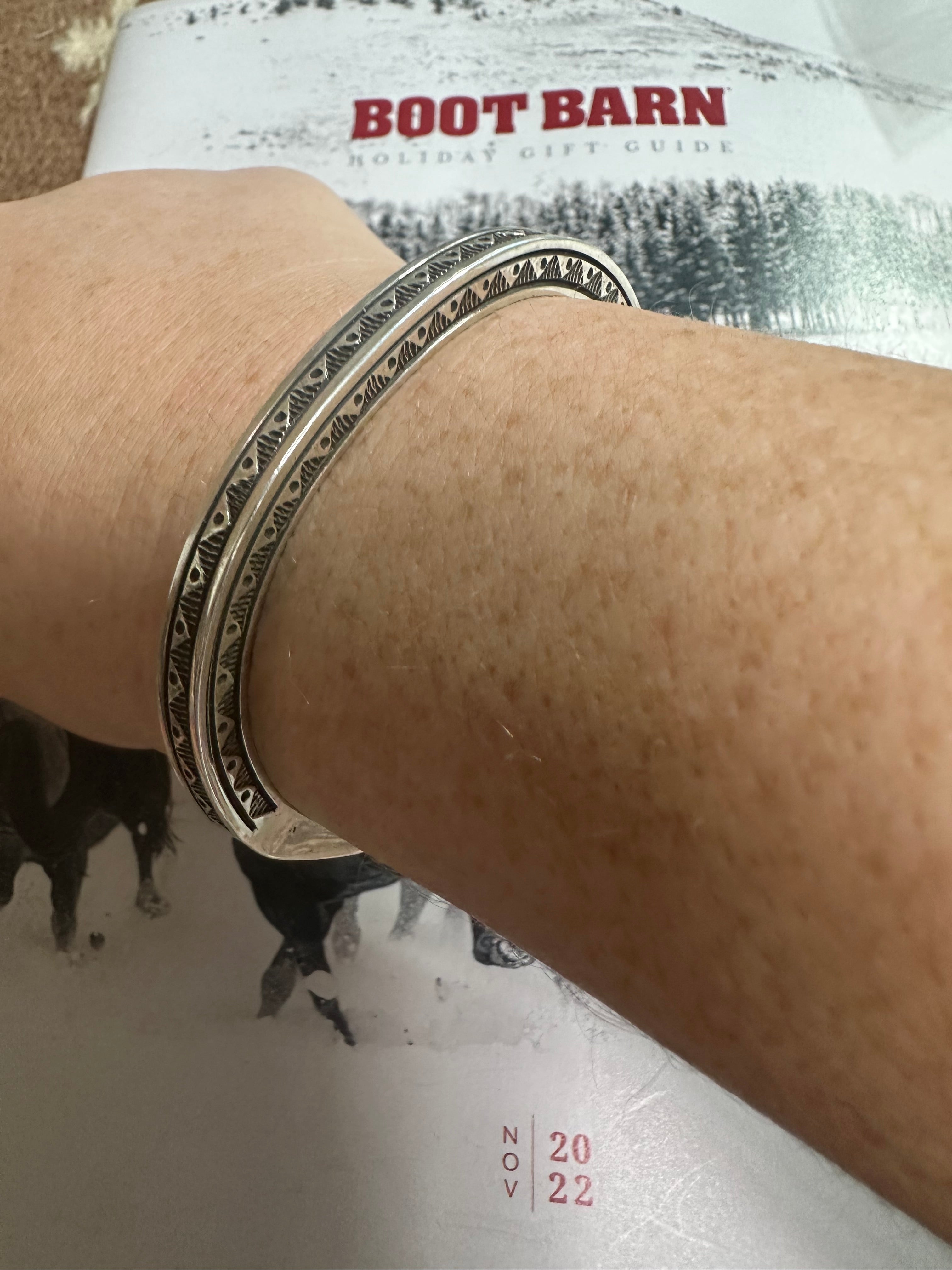 Beautiful Handcrafted Hand Stamped Bracelet Cuff Signed Landon Secatero