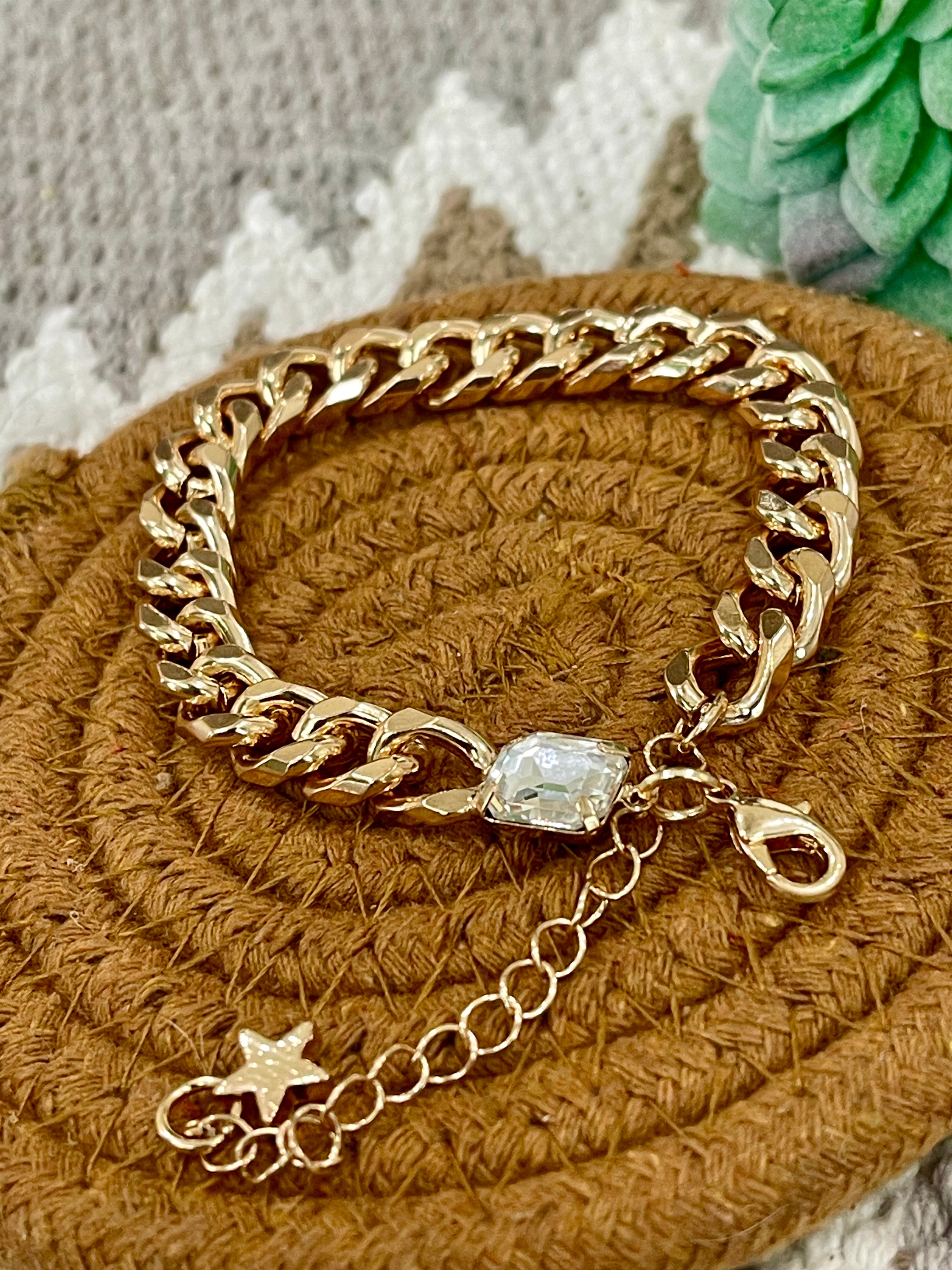Vintage Handmade Gold Plated Chain Bracelet