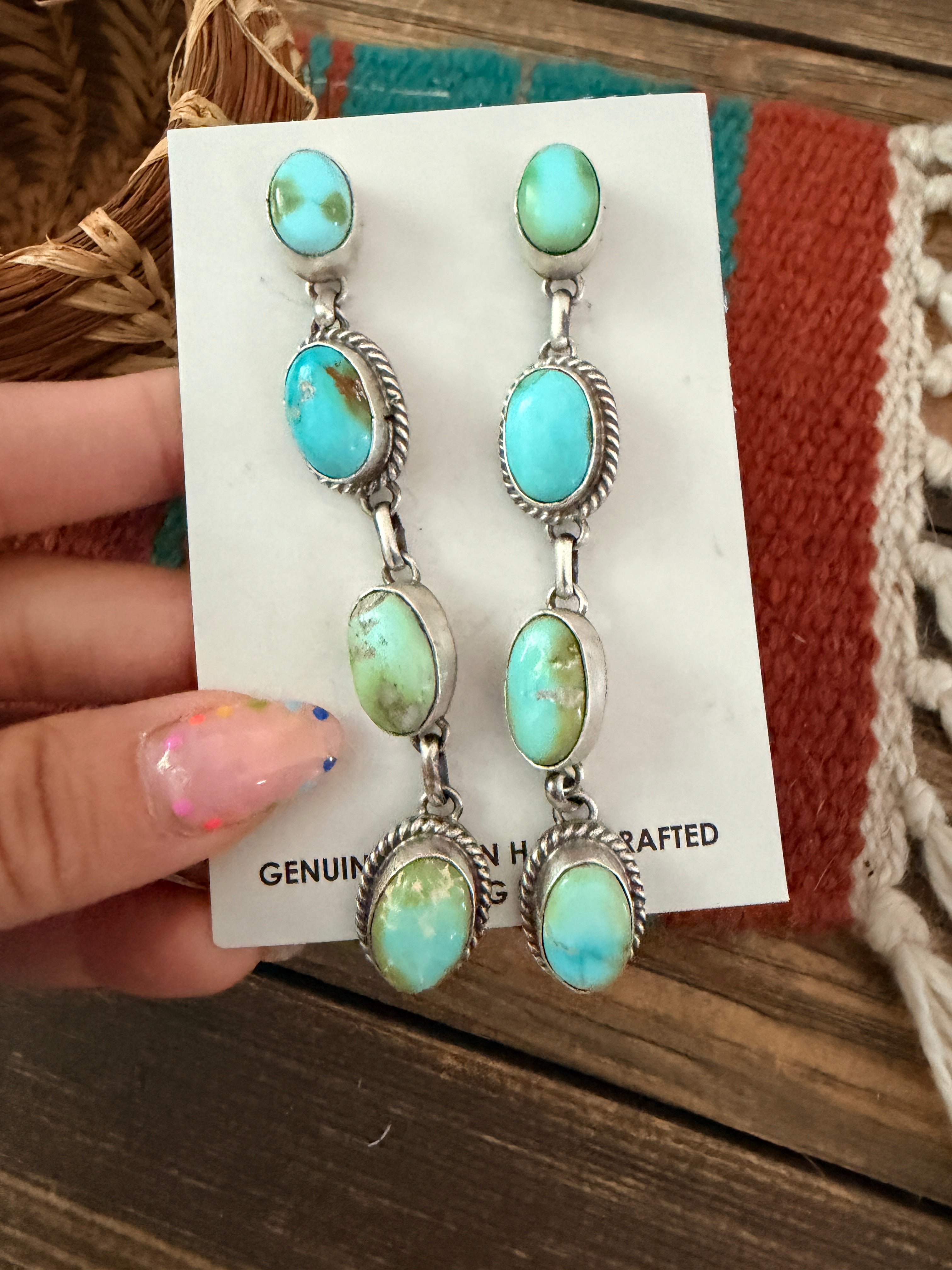 Handcrafted Sonoran Mountain Turquoise & Sterling Silver Dangle Earrings