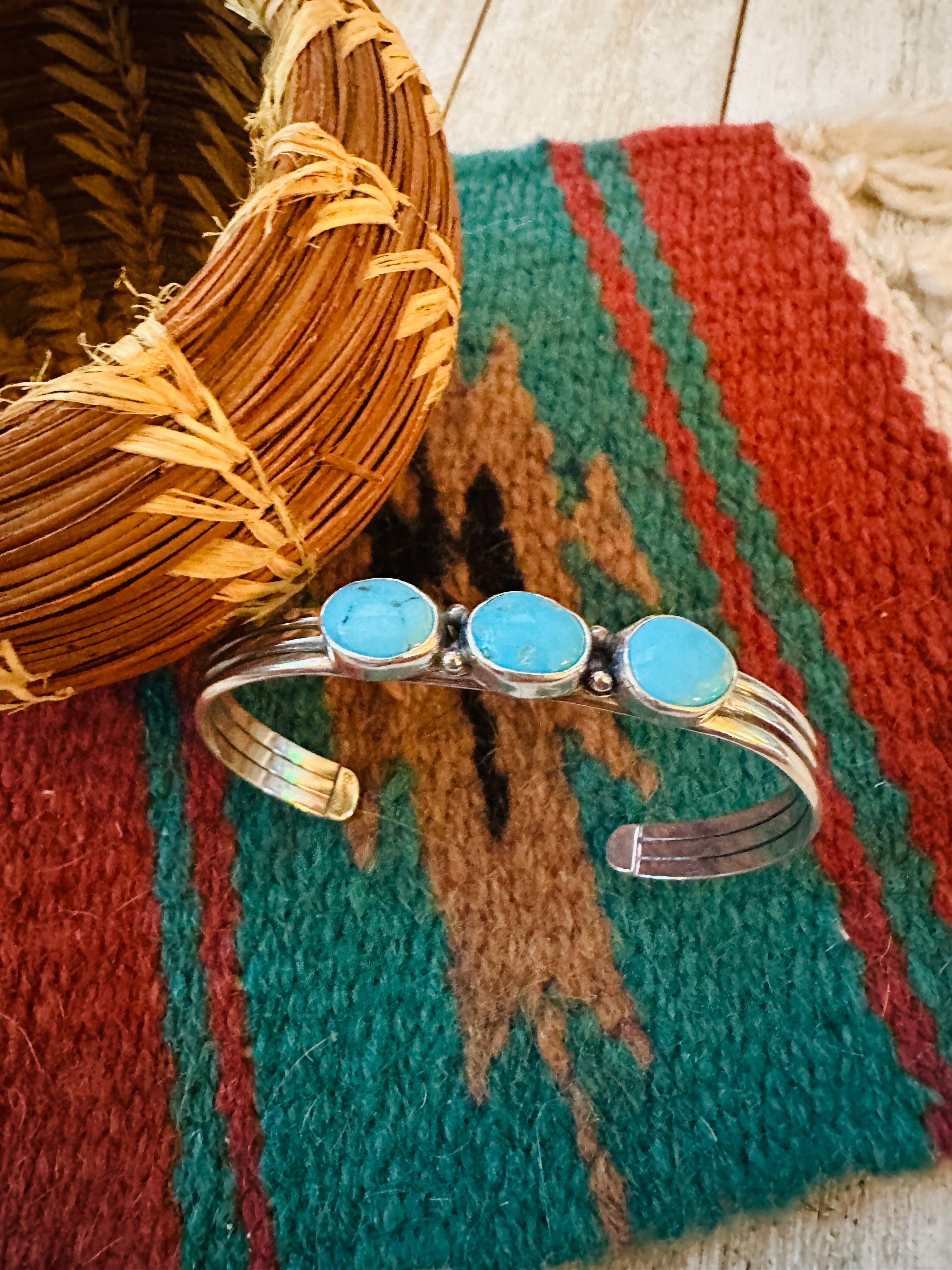 Handcrafted Turquoise & Sterling Silver Cuff Bracelet