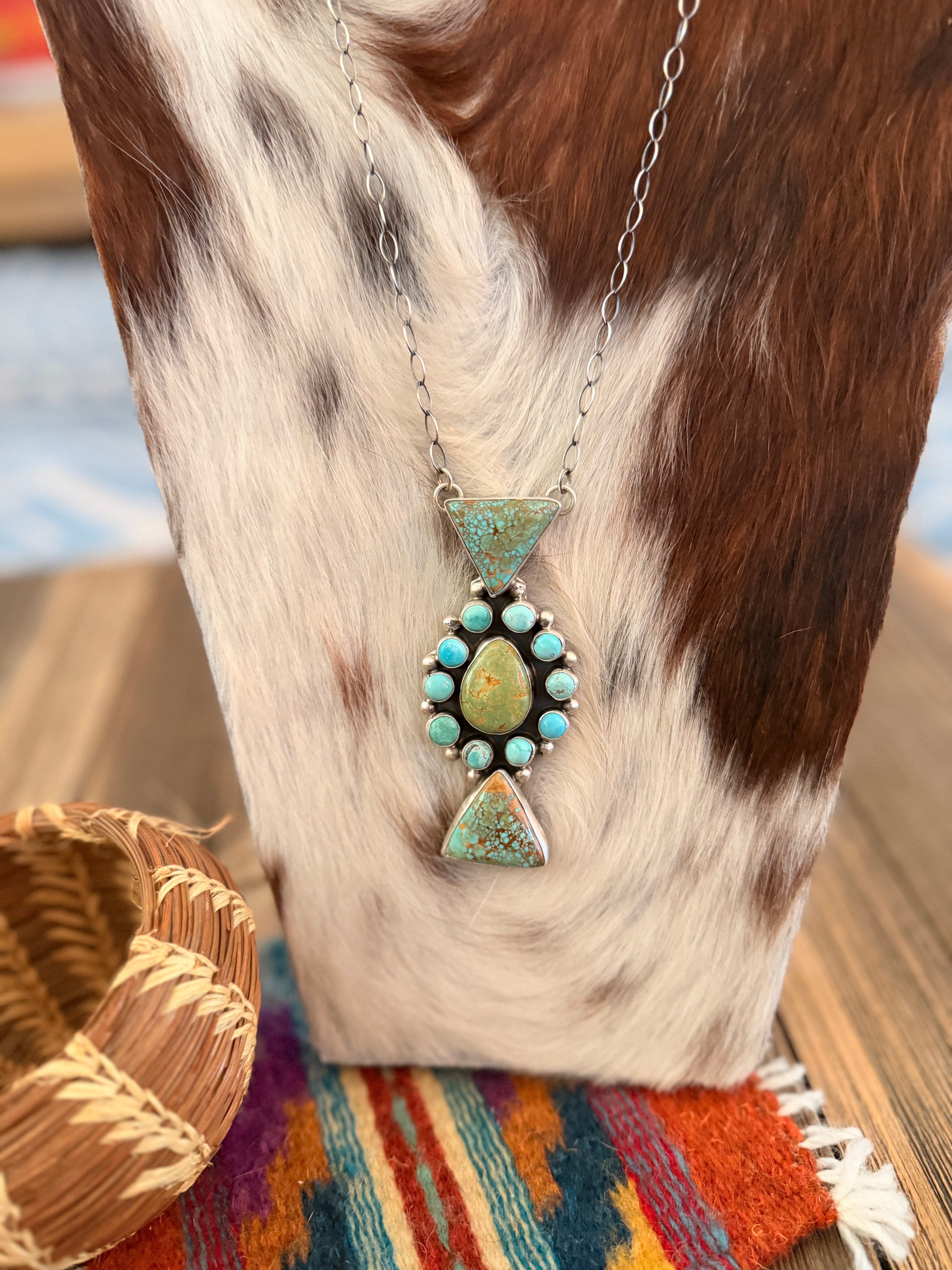 Handcrafted Turquoise & Sterling Silver Necklace by Joelias Draper
