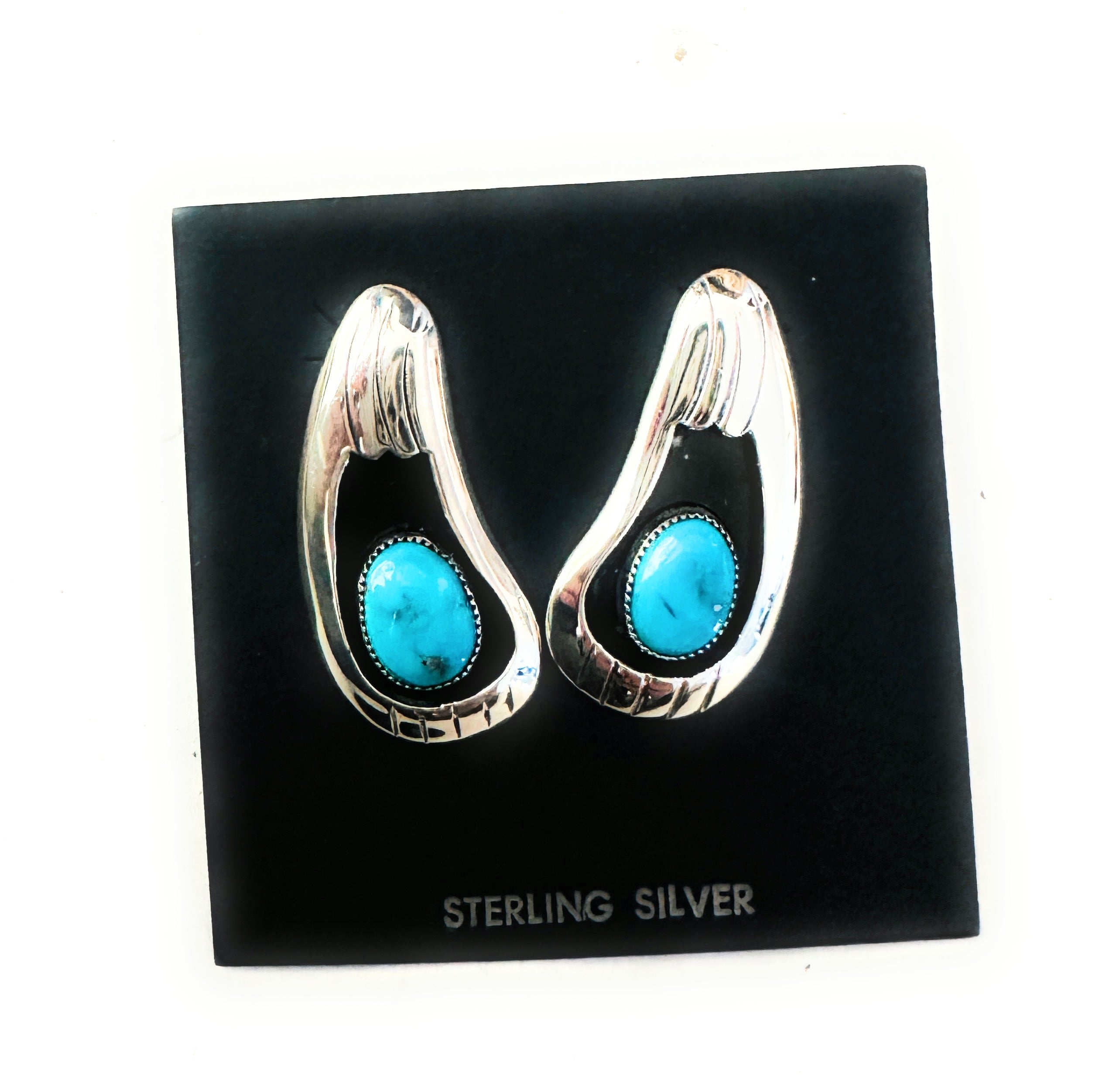 Handcrafted Turquoise and Sterling Silver Shadowbox Earrings