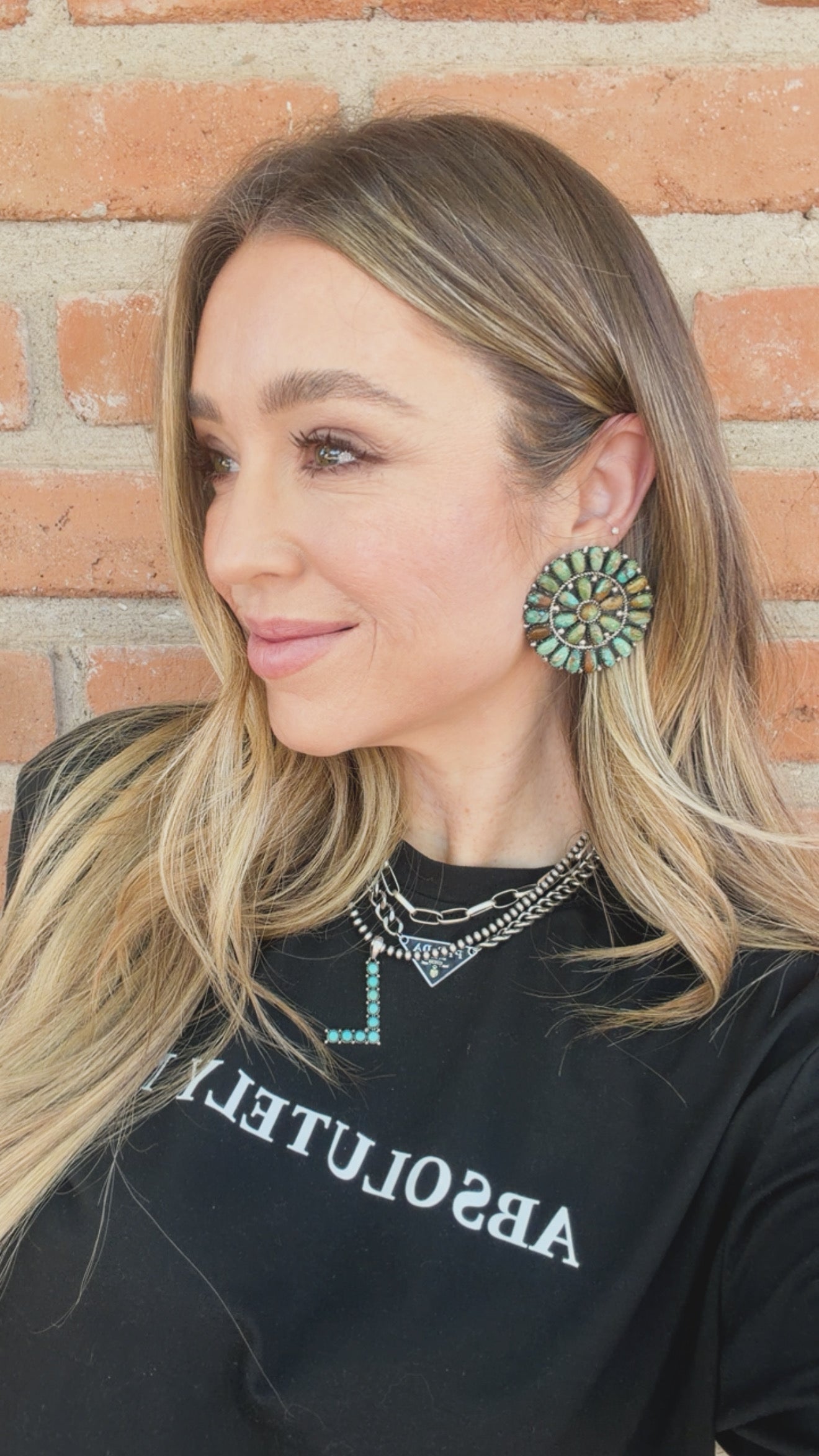 Handcrafted Sterling Silver & Turquoise Cluster Post Earrings MORE GREEN