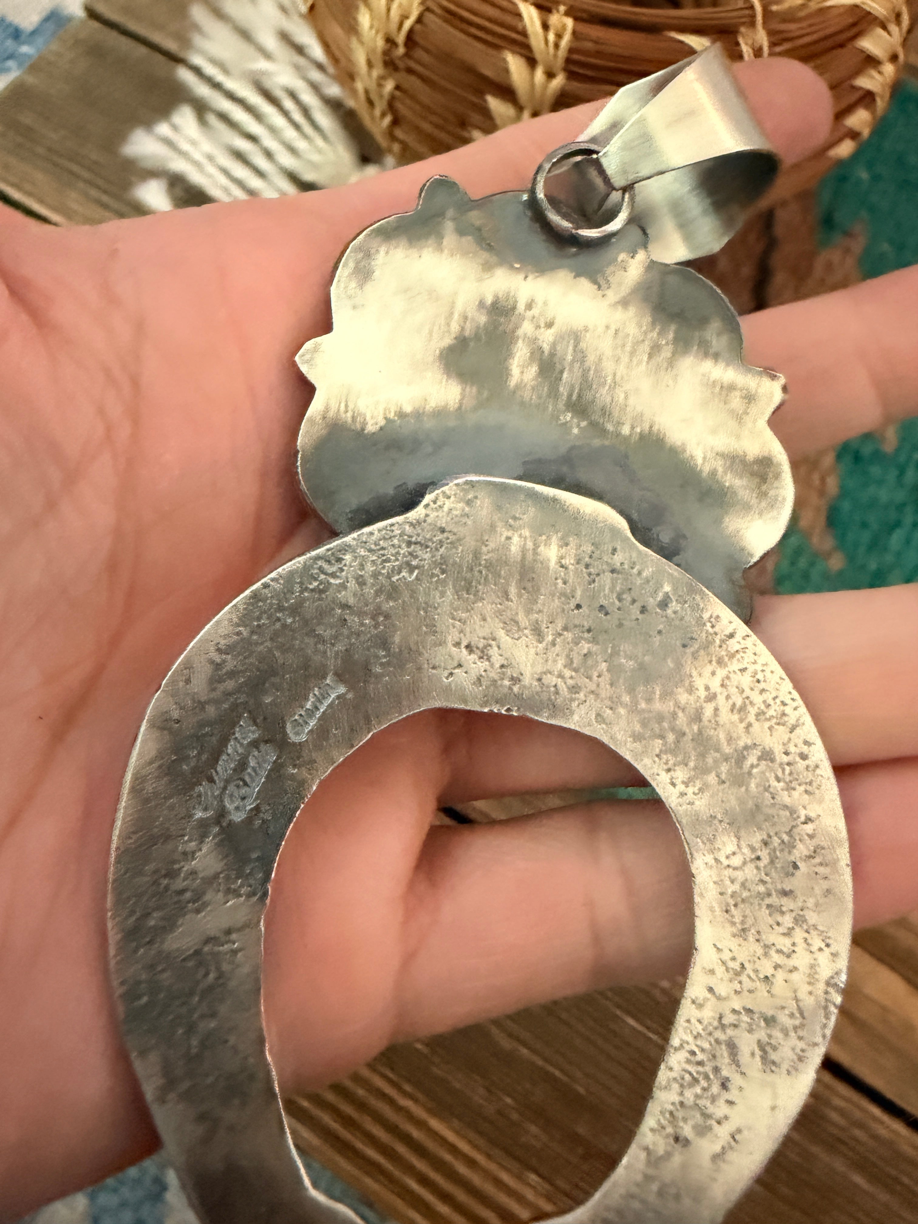 Handcrafted Sterling Silver & Sonoran Mountain Turquoise Naja Pendant by Chimney Butte