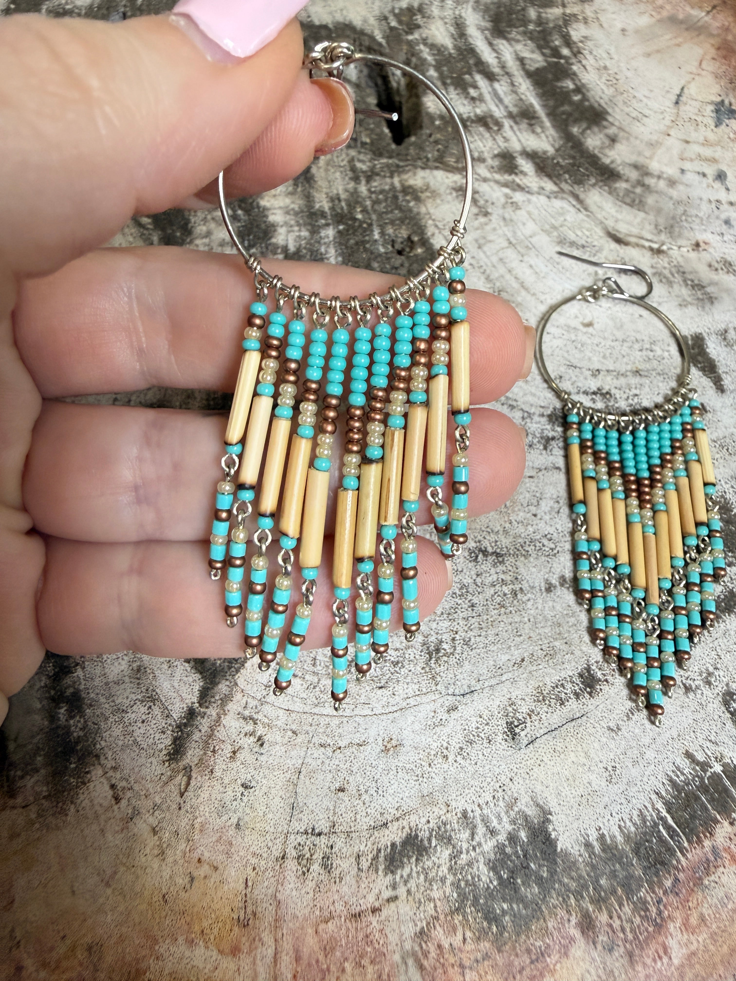 “The Golden Collection” Wild Whisper Hoops Handmade Multi Color Beaded Earrings