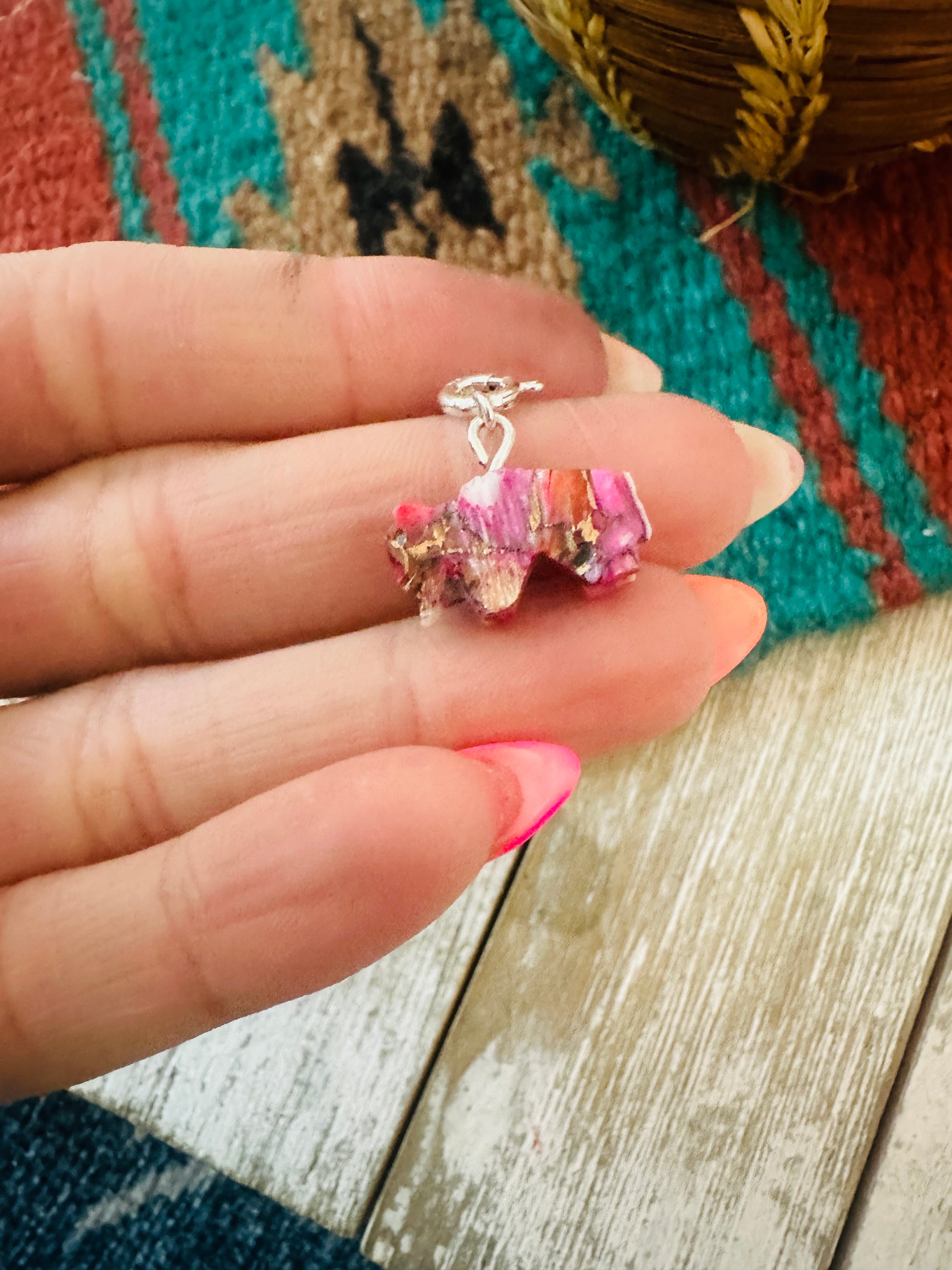 Handcrafted & Hand Carved Pink Mojave Buffalo Charm