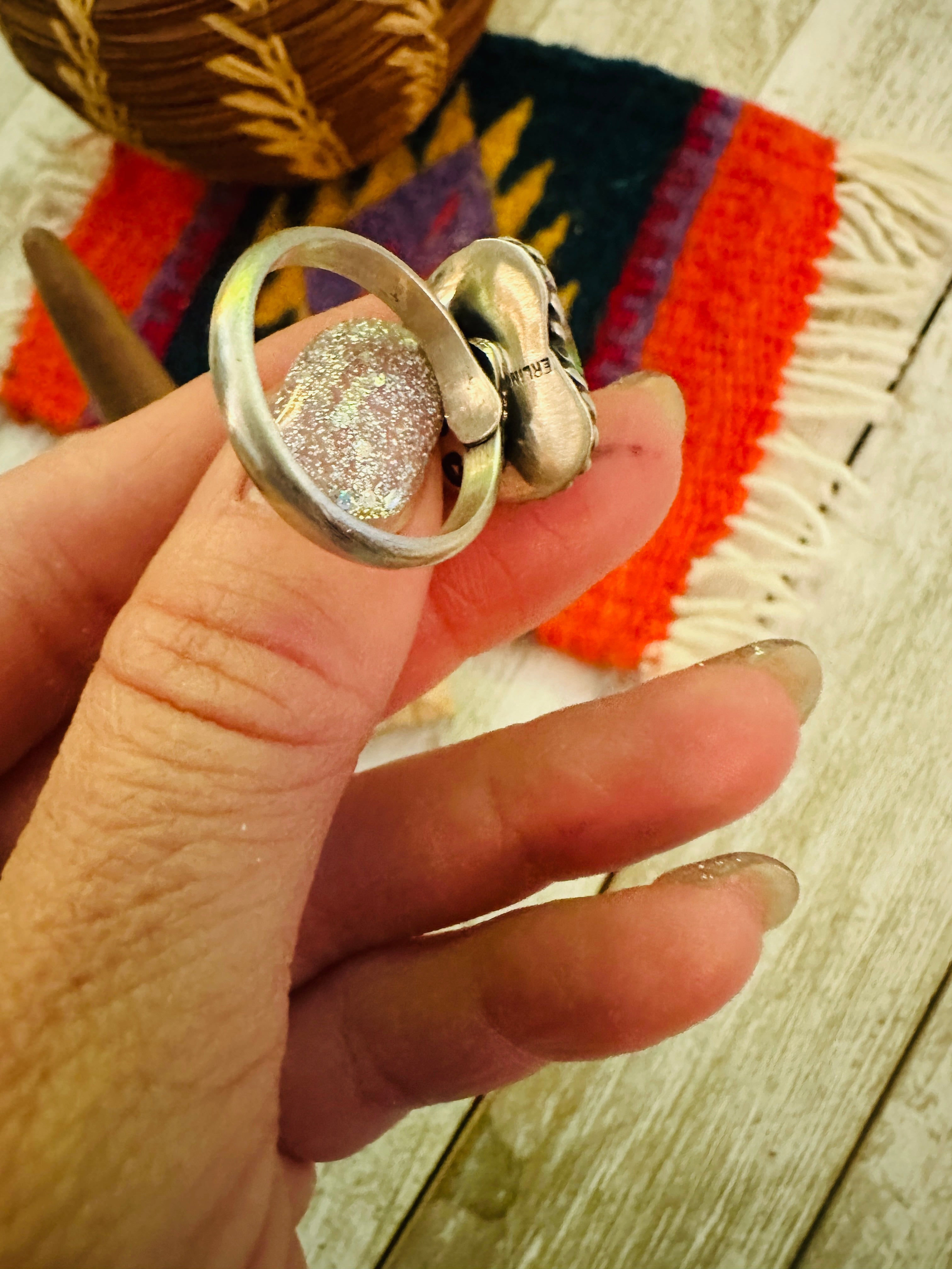 Navajo Sterling Silver & Turquoise Adjustable Heart Ring