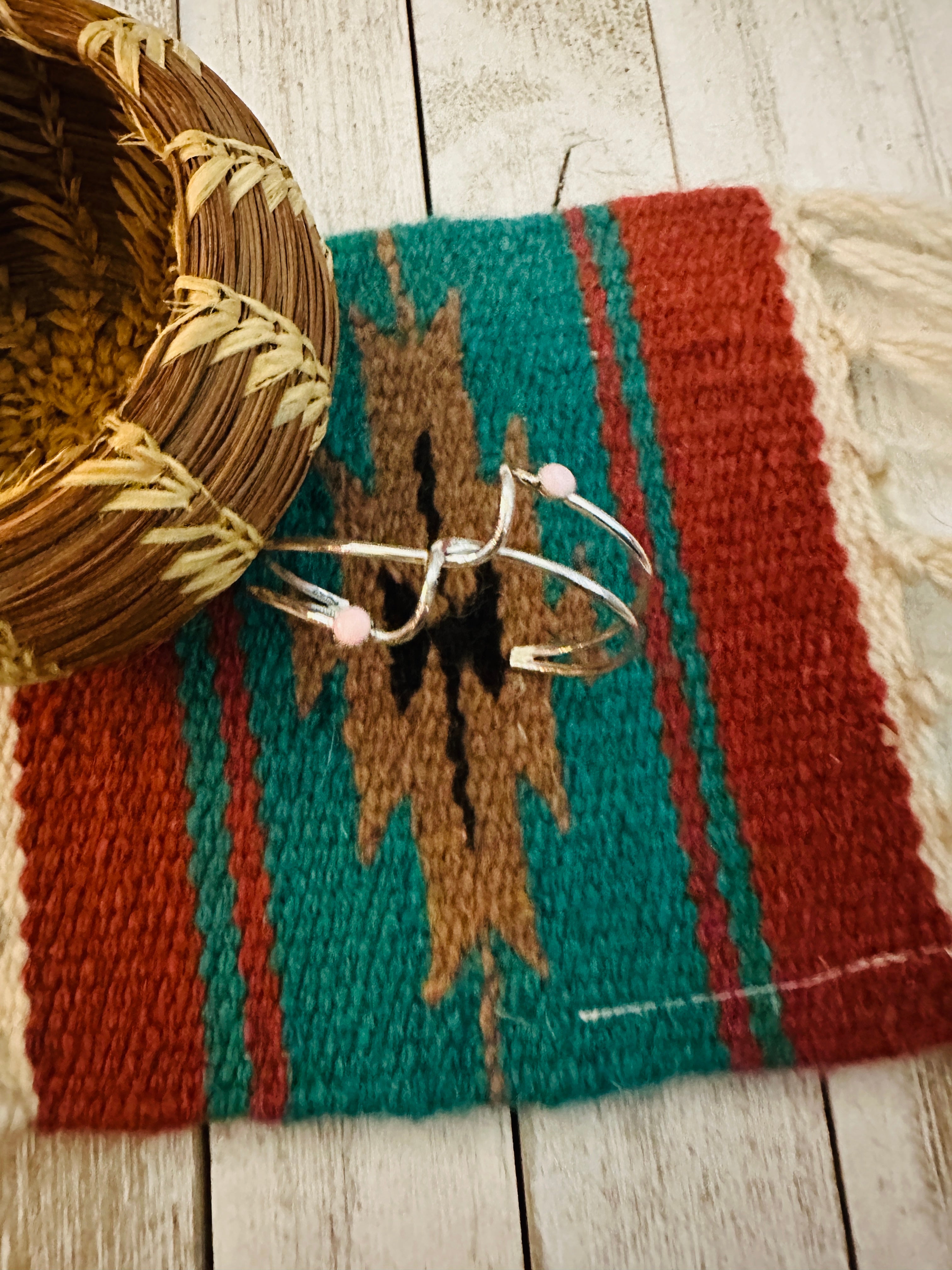 Handcrafted Queen Pink Conch Shell & Sterling Silver Cuff Bracelet