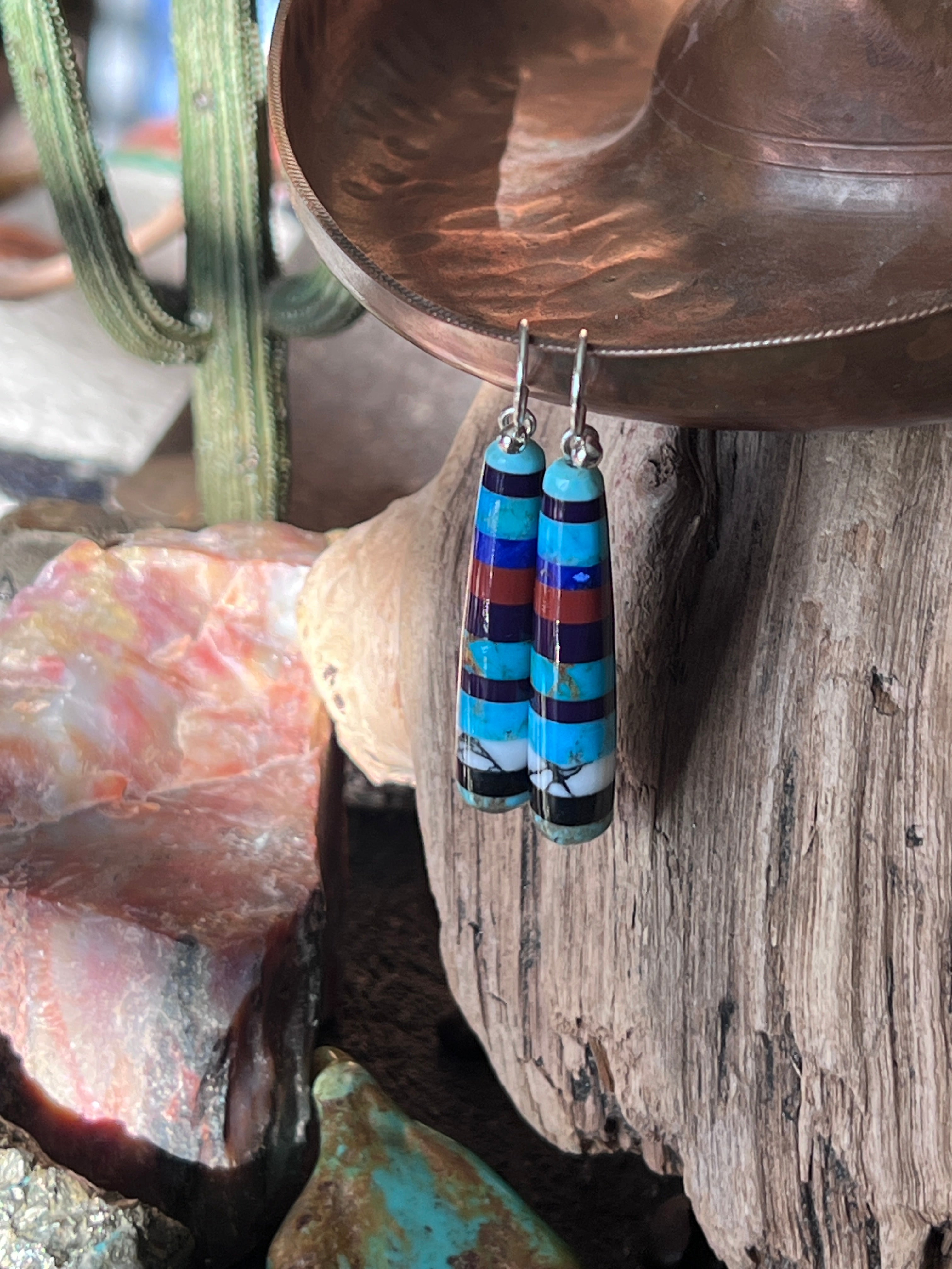 Santo Domingo Layered Multistone Earrings by Ronald Chavez, Stacked Gems #10
