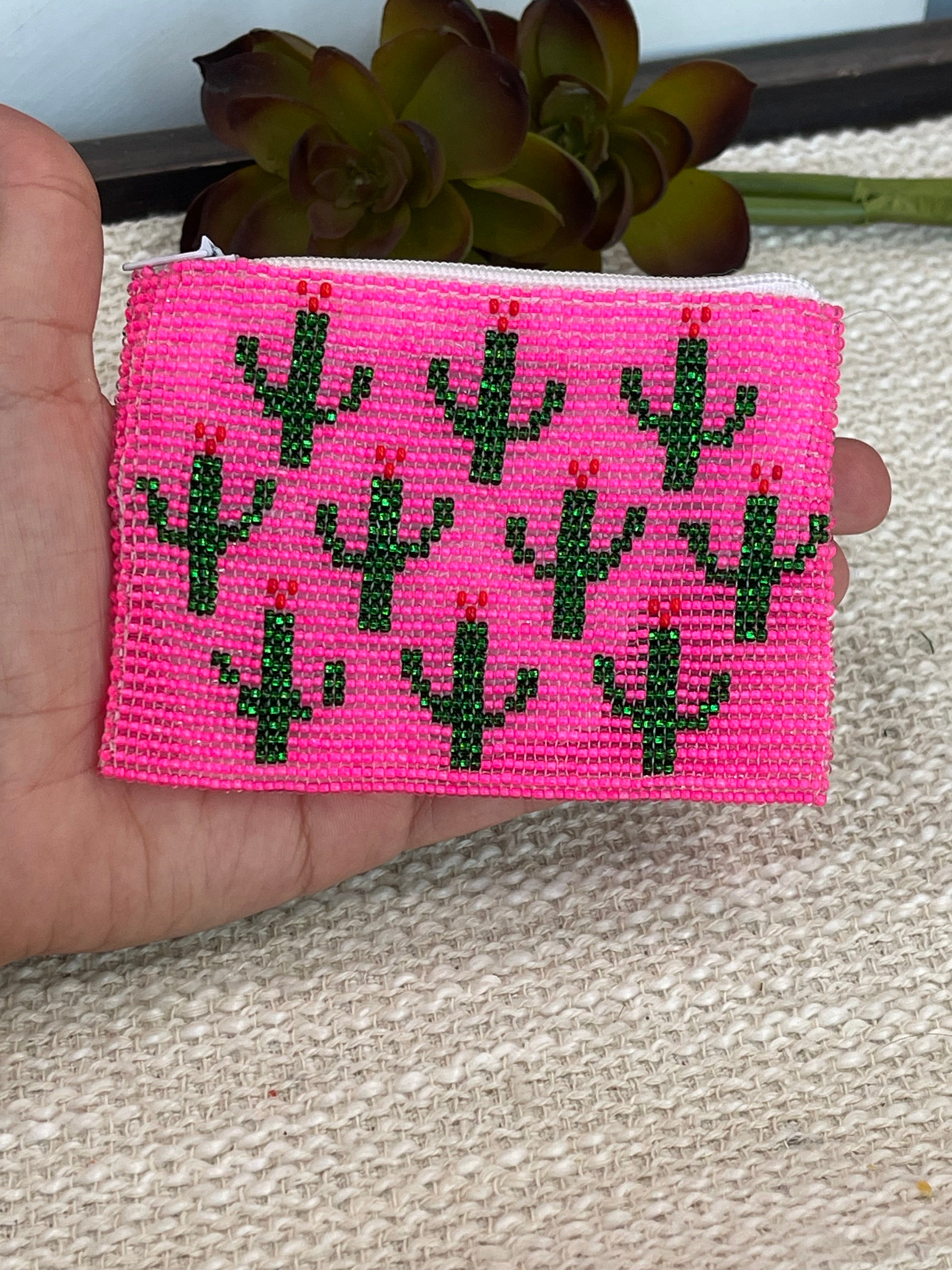 Handmade Beaded Saguaro Cactus Coin Purse
