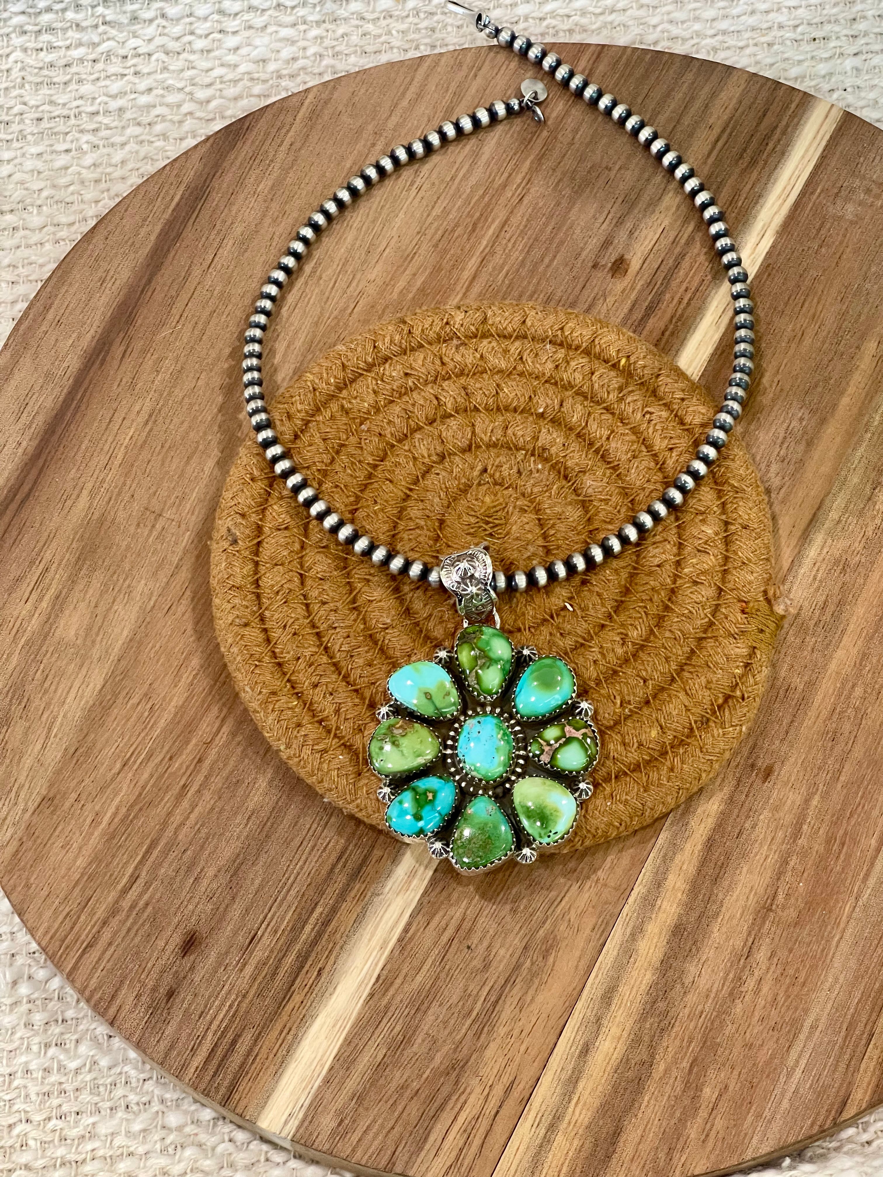 Handcrafted Sterling Silver & Sonoran Mountain Turquoise Cluster Pendant