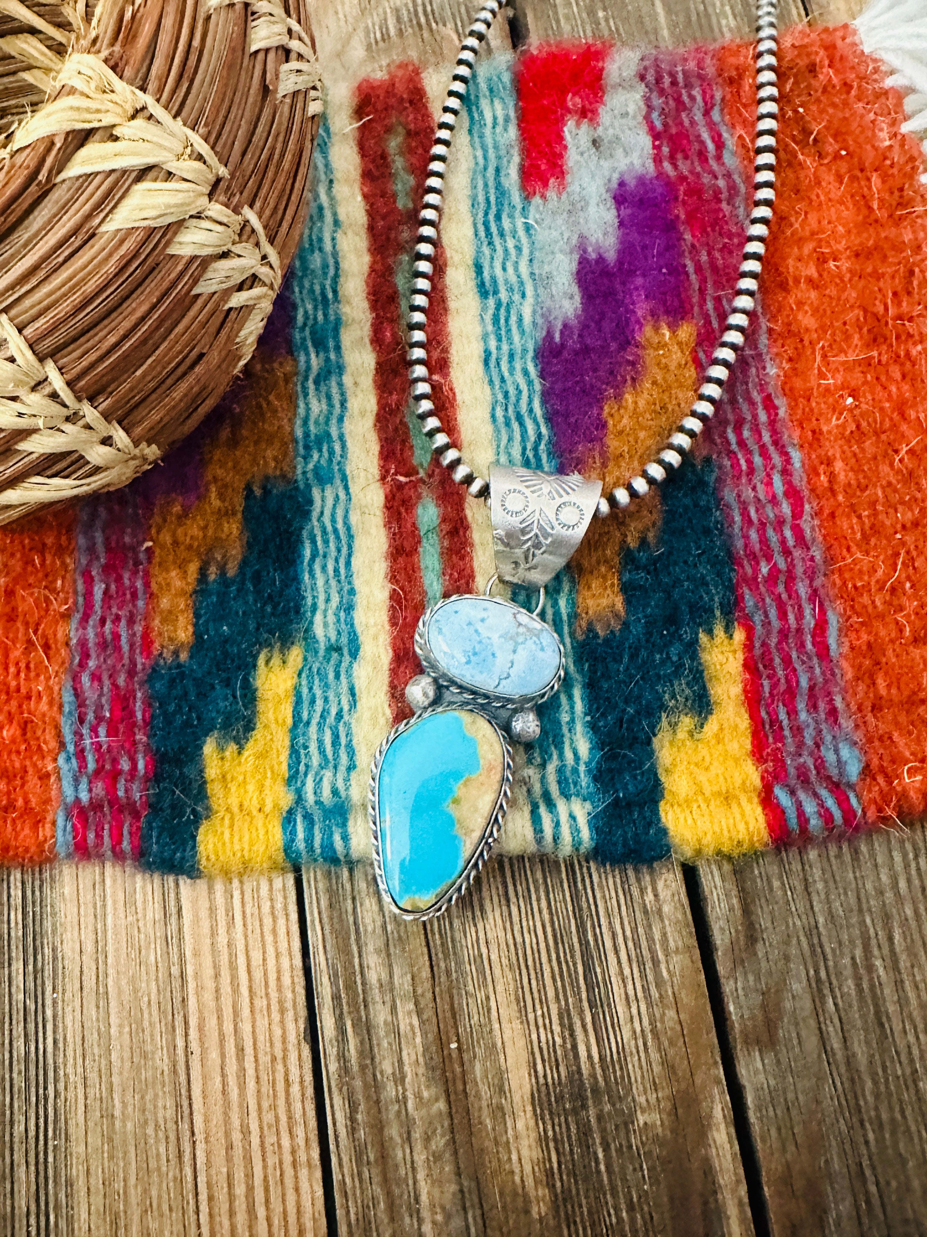 Handcrafted Sterling Silver & Multi Turquoise Pendant
