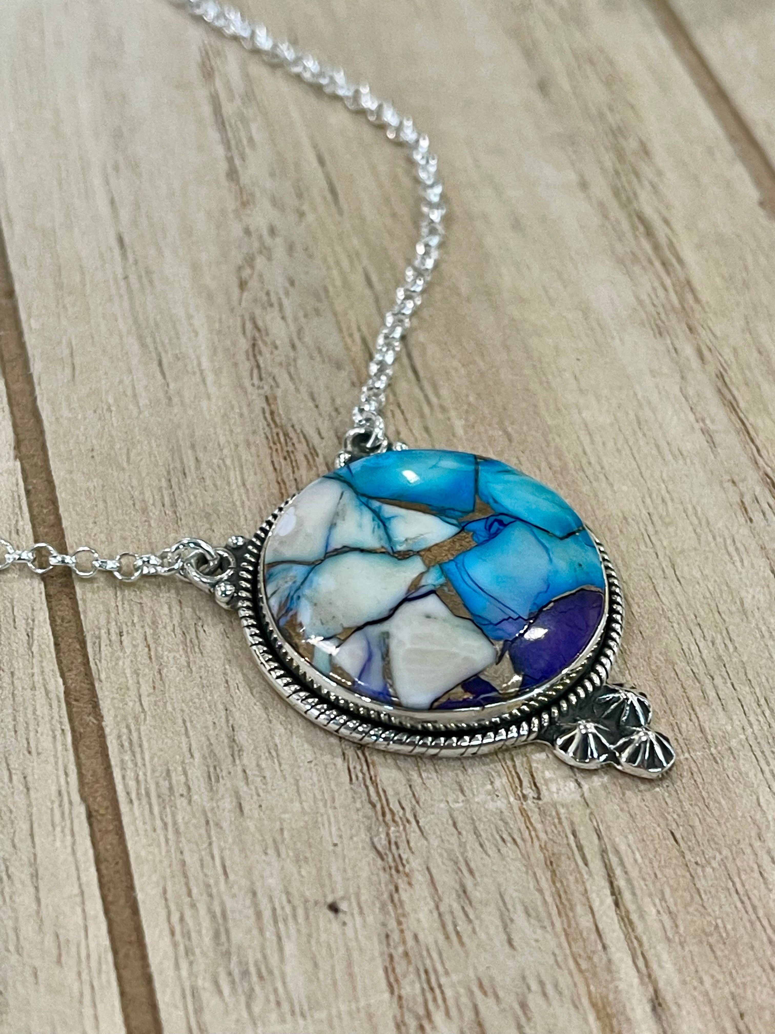 Handmade Sterling Silver & Purple Dream Mojave Heart Necklace