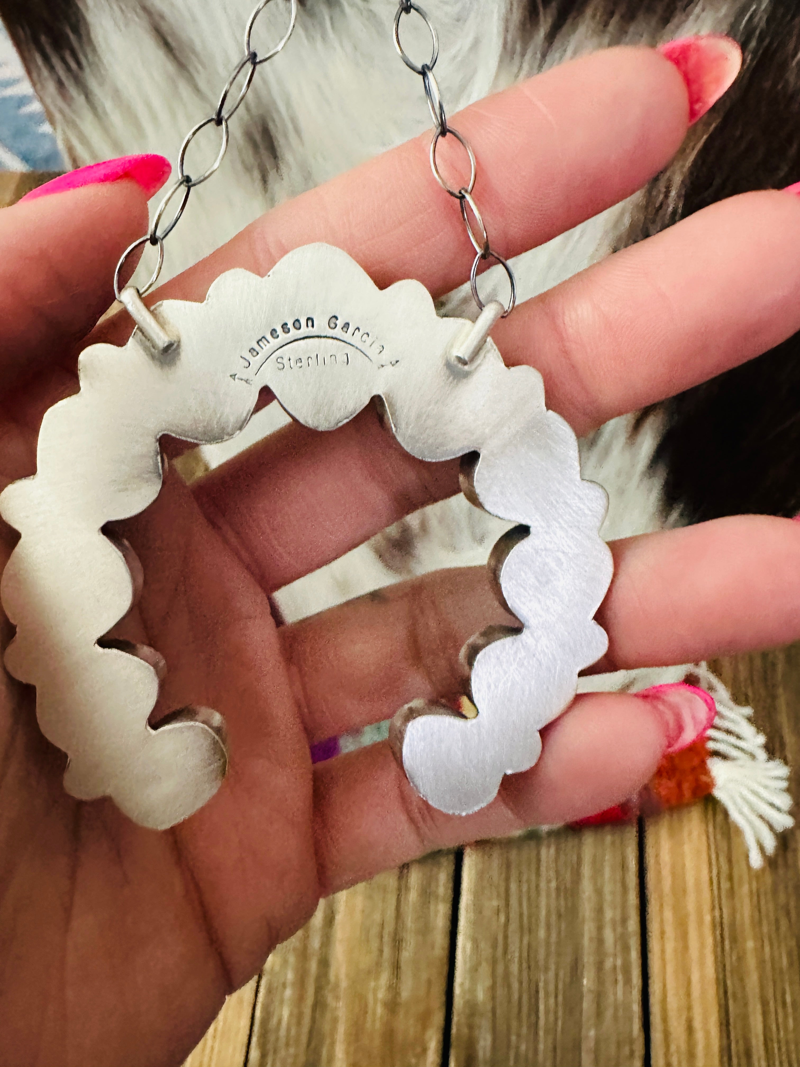 Handcrafted Sterling Silver & Turquoise Naja Necklace by Jameson Garcia