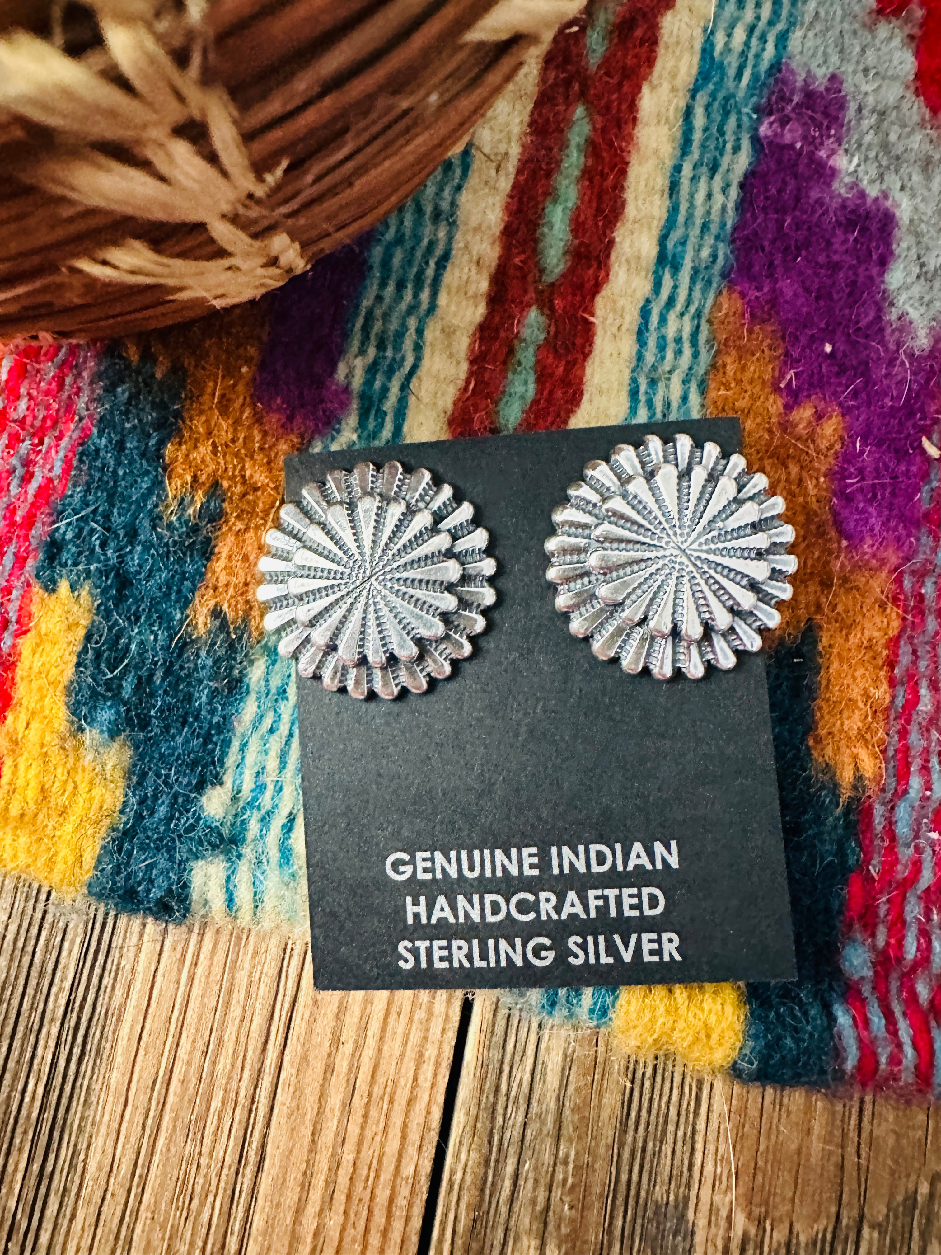 Handcrafted Sterling Silver Concho Stud Earrings