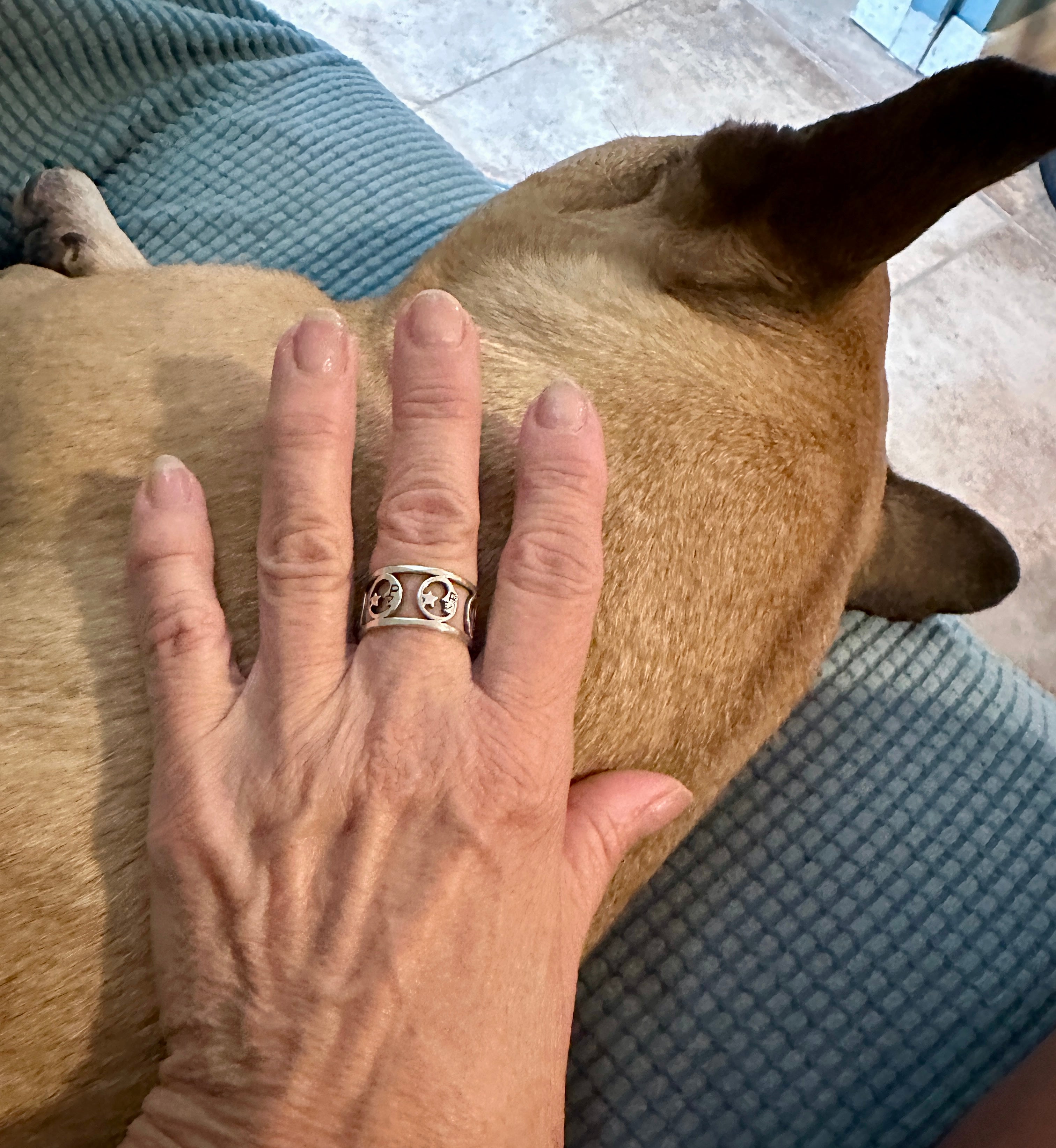 Moon & Star Sterling Silver Band Ring