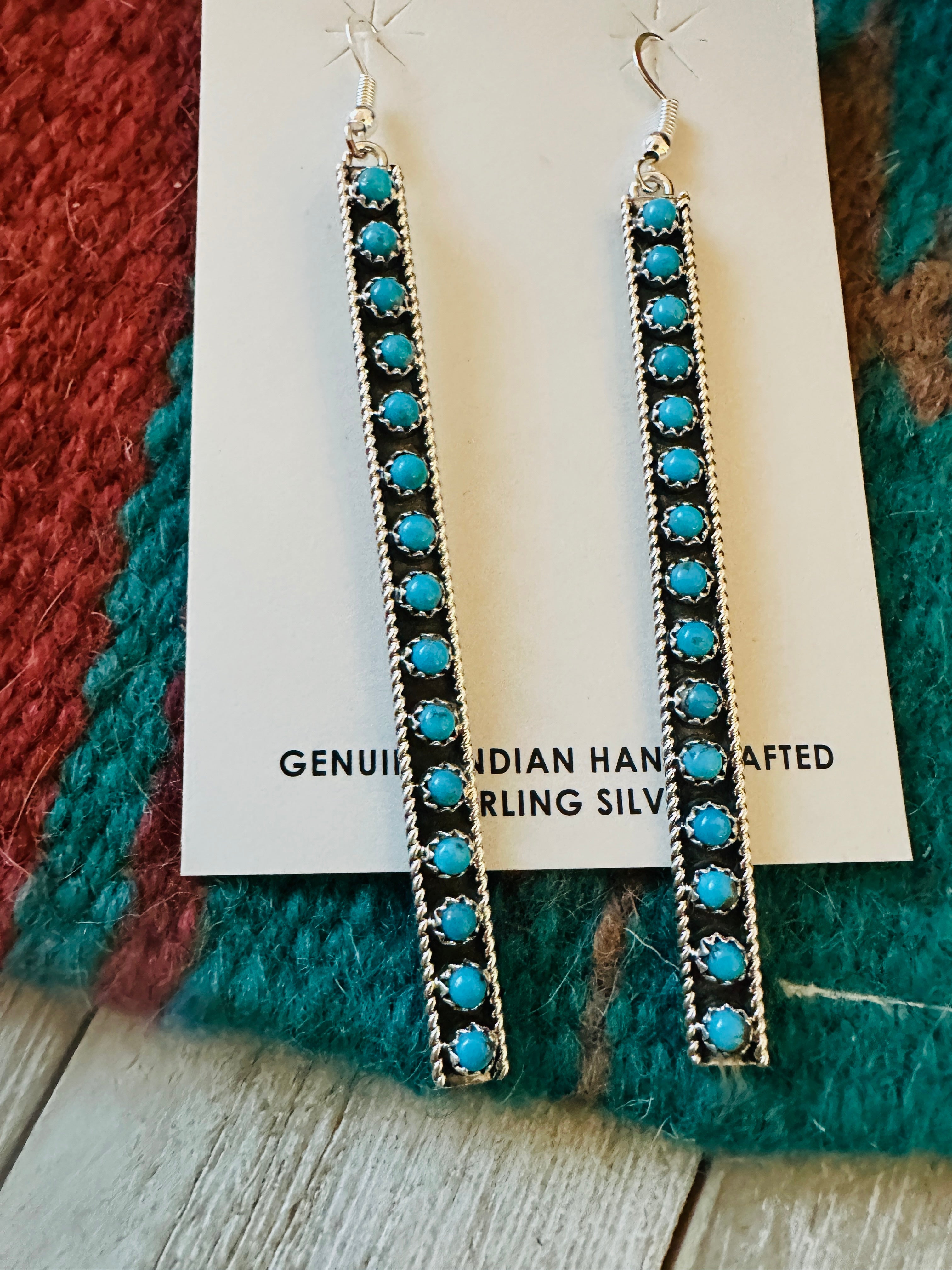 Handcrafted Sterling Silver & Turquoise Snake Eye Dangle Earrings