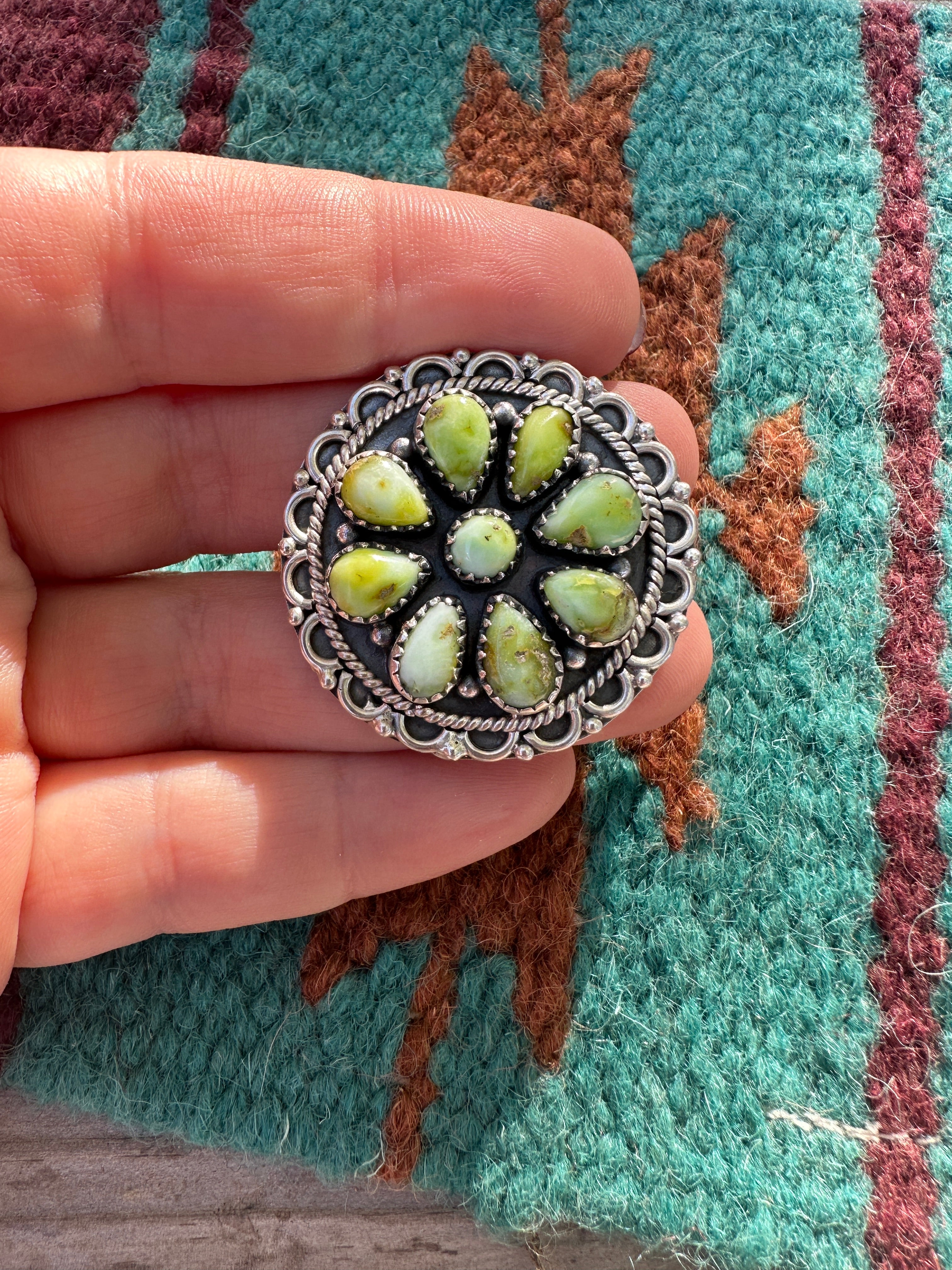 Handmade Palomino Turquoise & Sterling Adjustable Ring