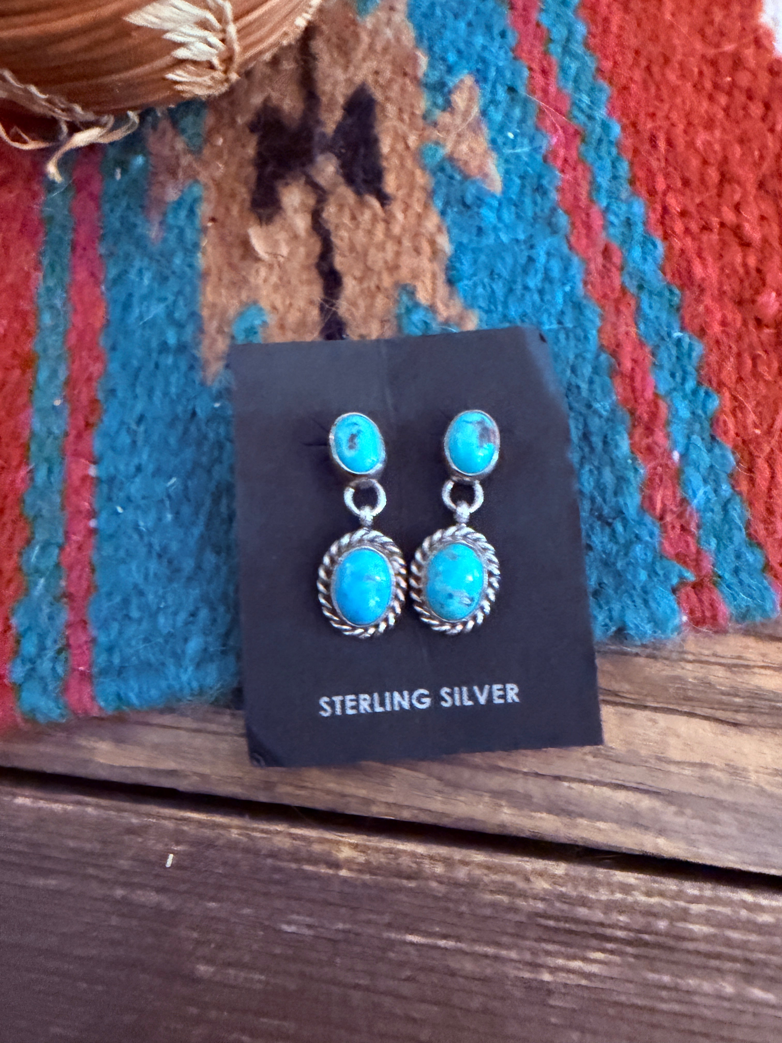Handcrafted Turquoise & Sterling Silver Dangle Earrings