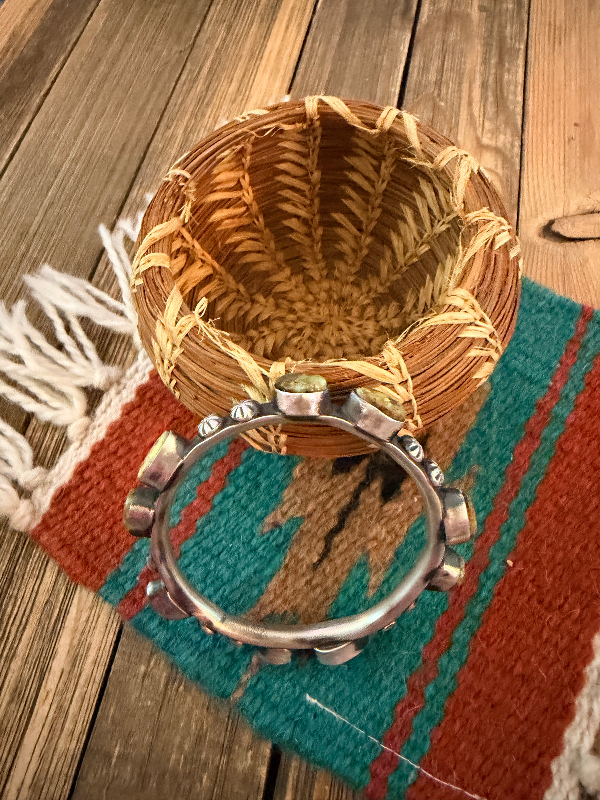 Handcrafted Palomino Turquoise & Sterling Silver Bangle Bracelet by Chimney Butte