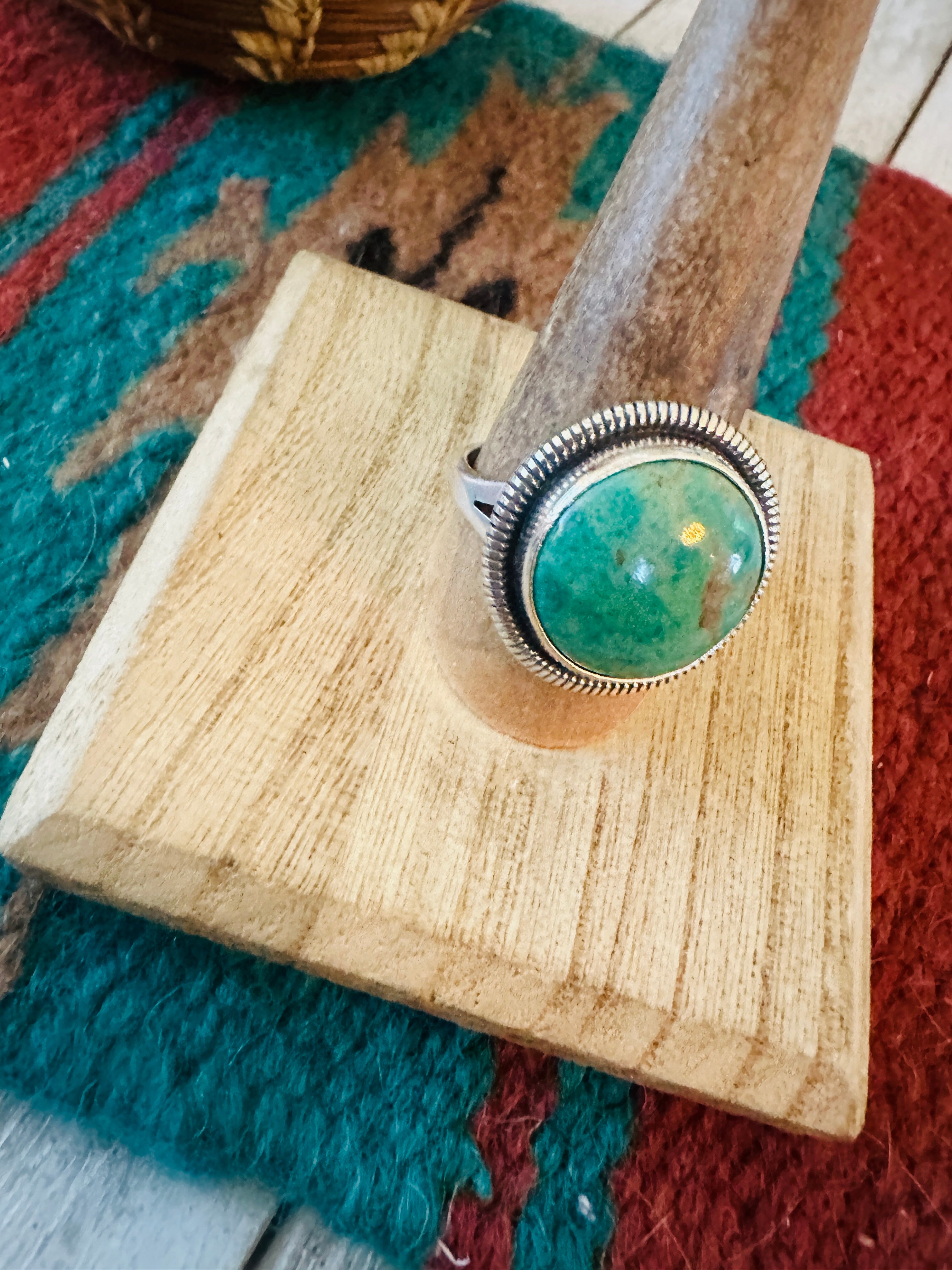 Handcrafted Sterling Silver & Turquoise Ring by Wydell Billie