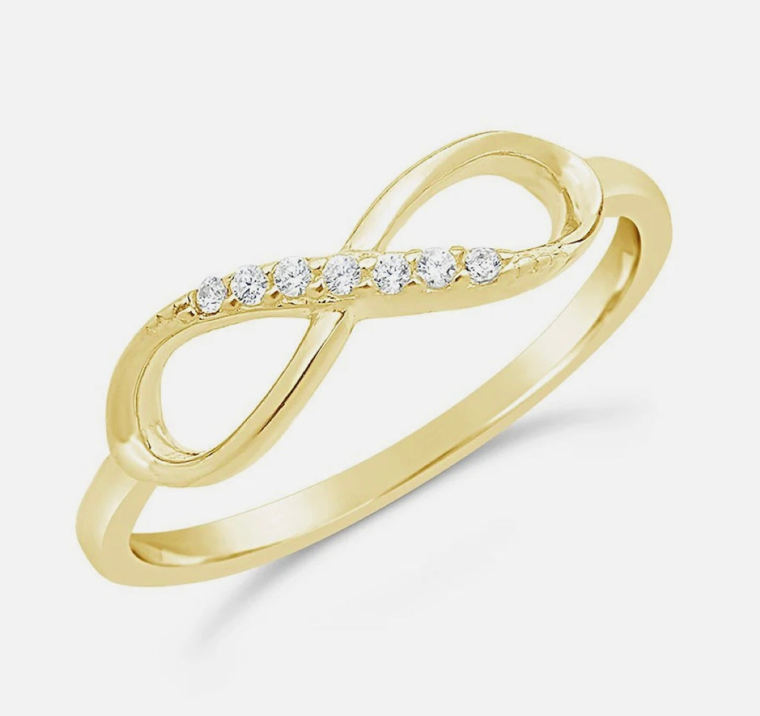14K Gold Plated Sterling Silver Pave CZ Infinity Ring