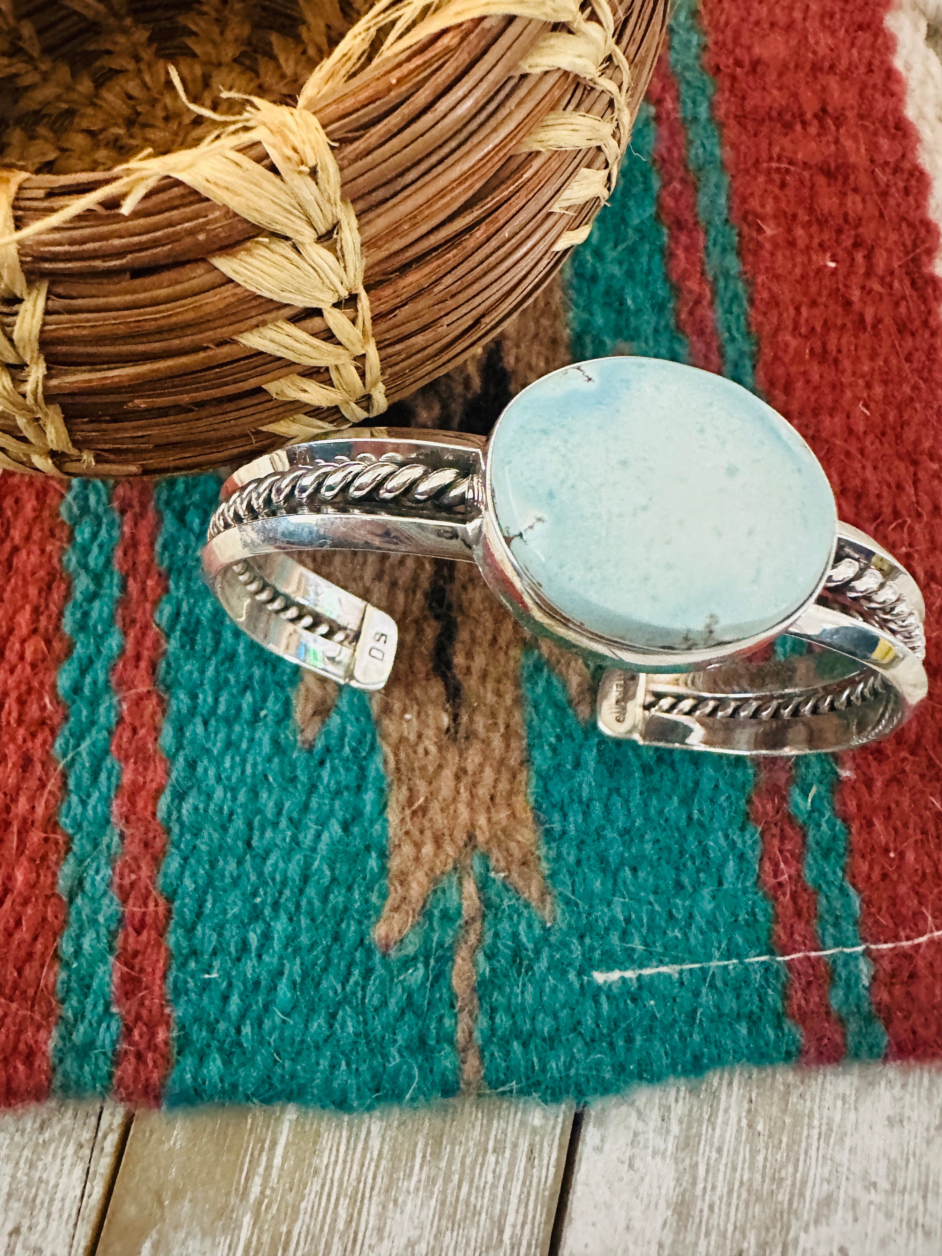 Handcrafted Sterling Silver & Golden Hills Turquoise Cuff Bracelet