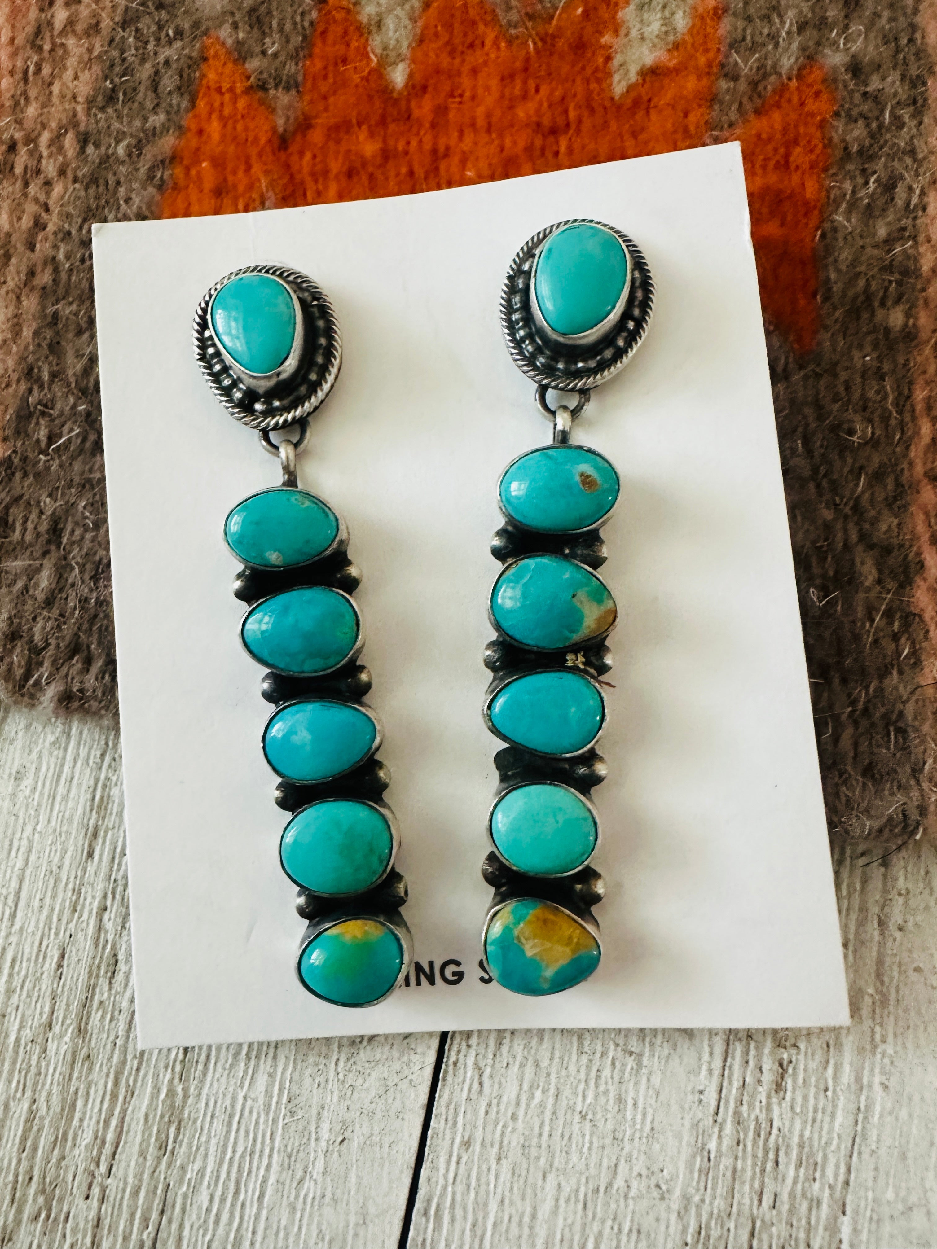 Navajo Turquoise & Sterling Silver Dangle Earrings