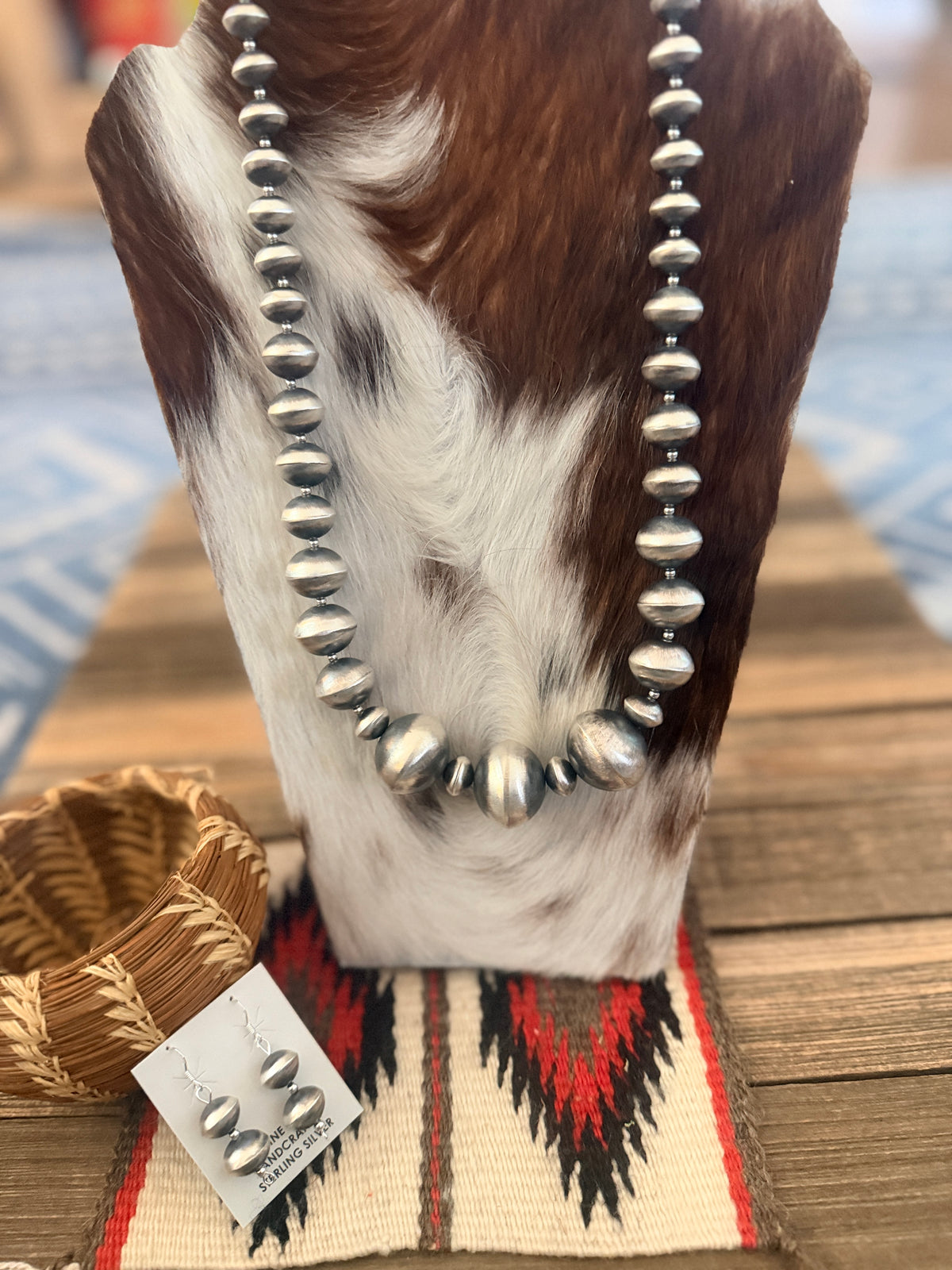 Handcrafted Sterling Silver Beaded Necklace and Earring Set