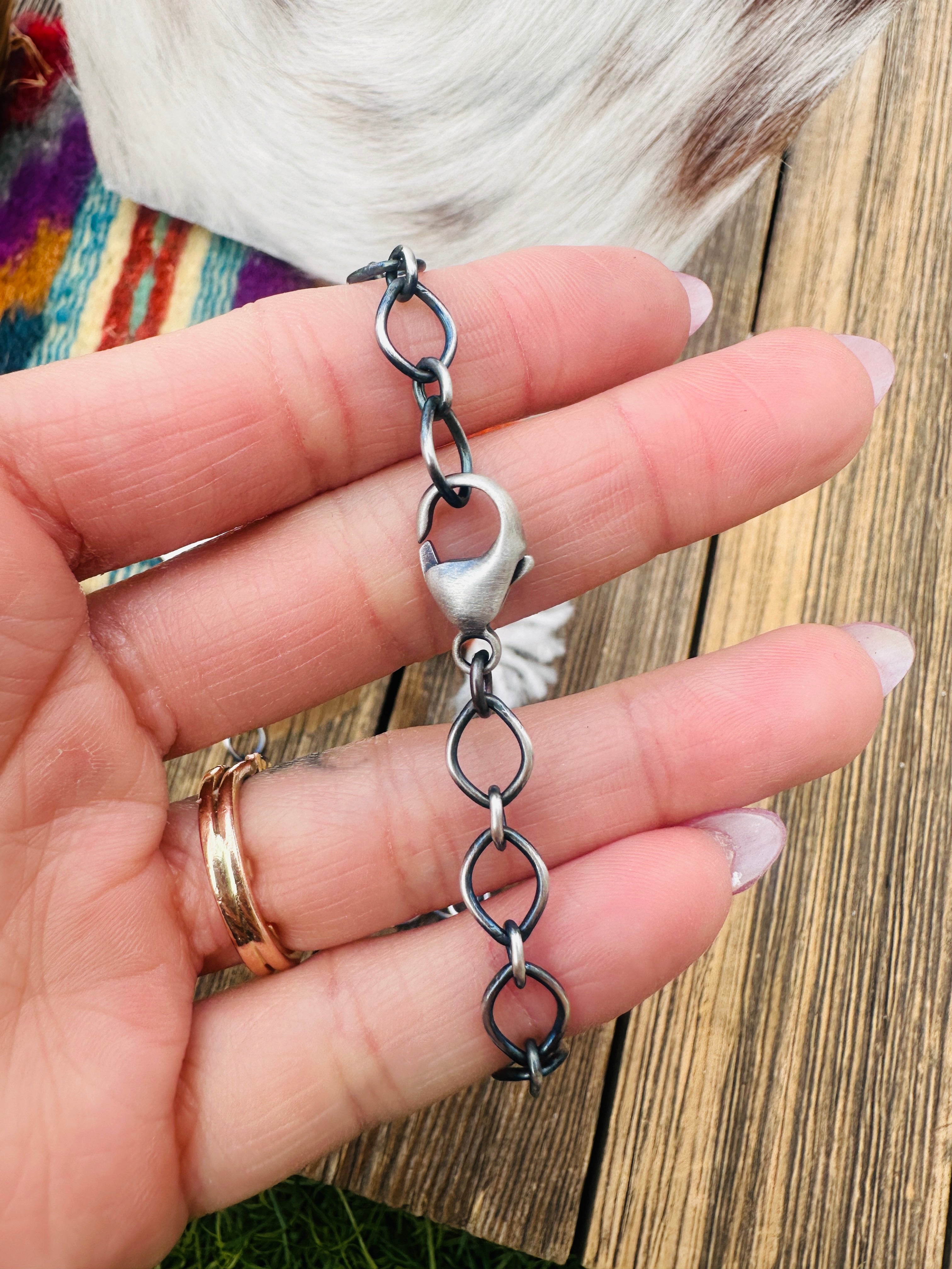 Handcrafted Turquoise & Sterling Silver Cluster Necklace by Travis Jim