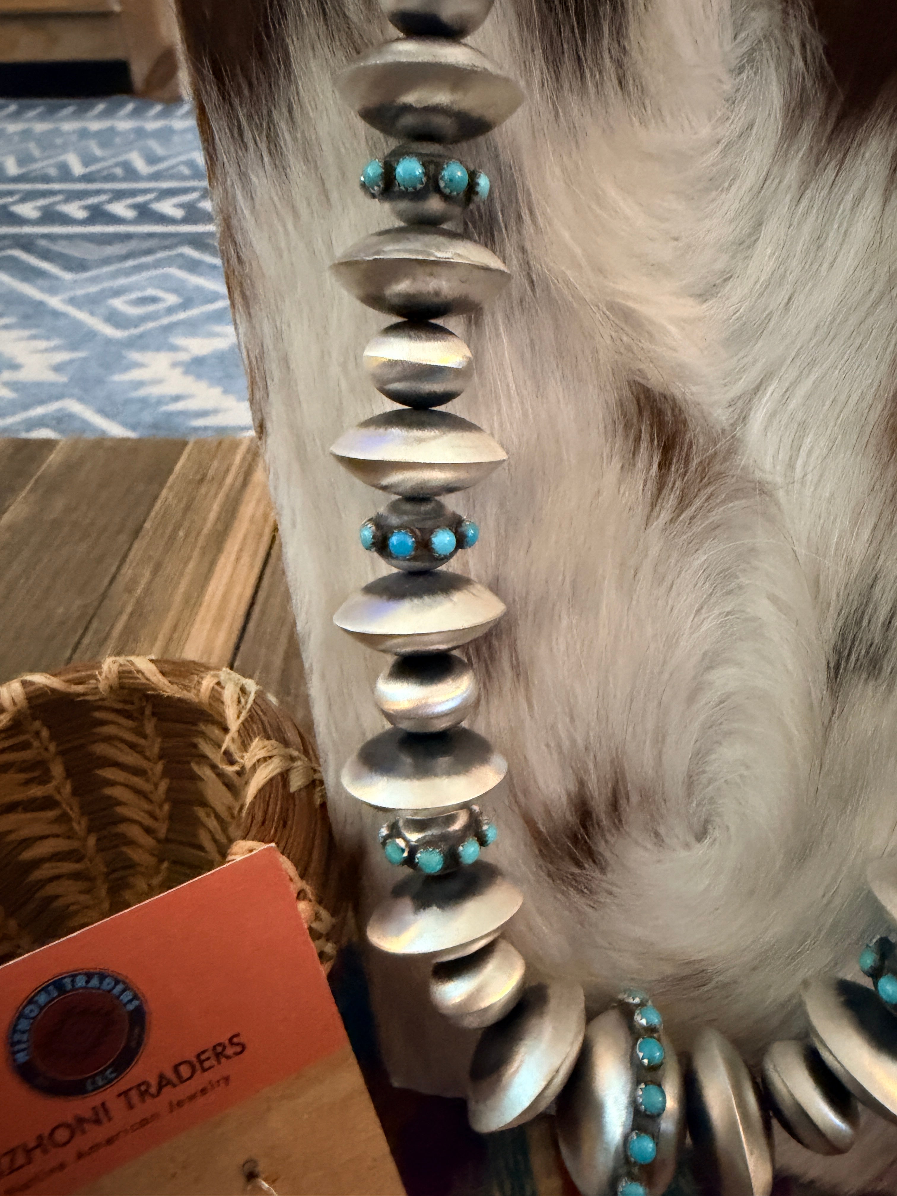 Handcrafted Turquoise & Sterling Silver Necklace and Earring Set