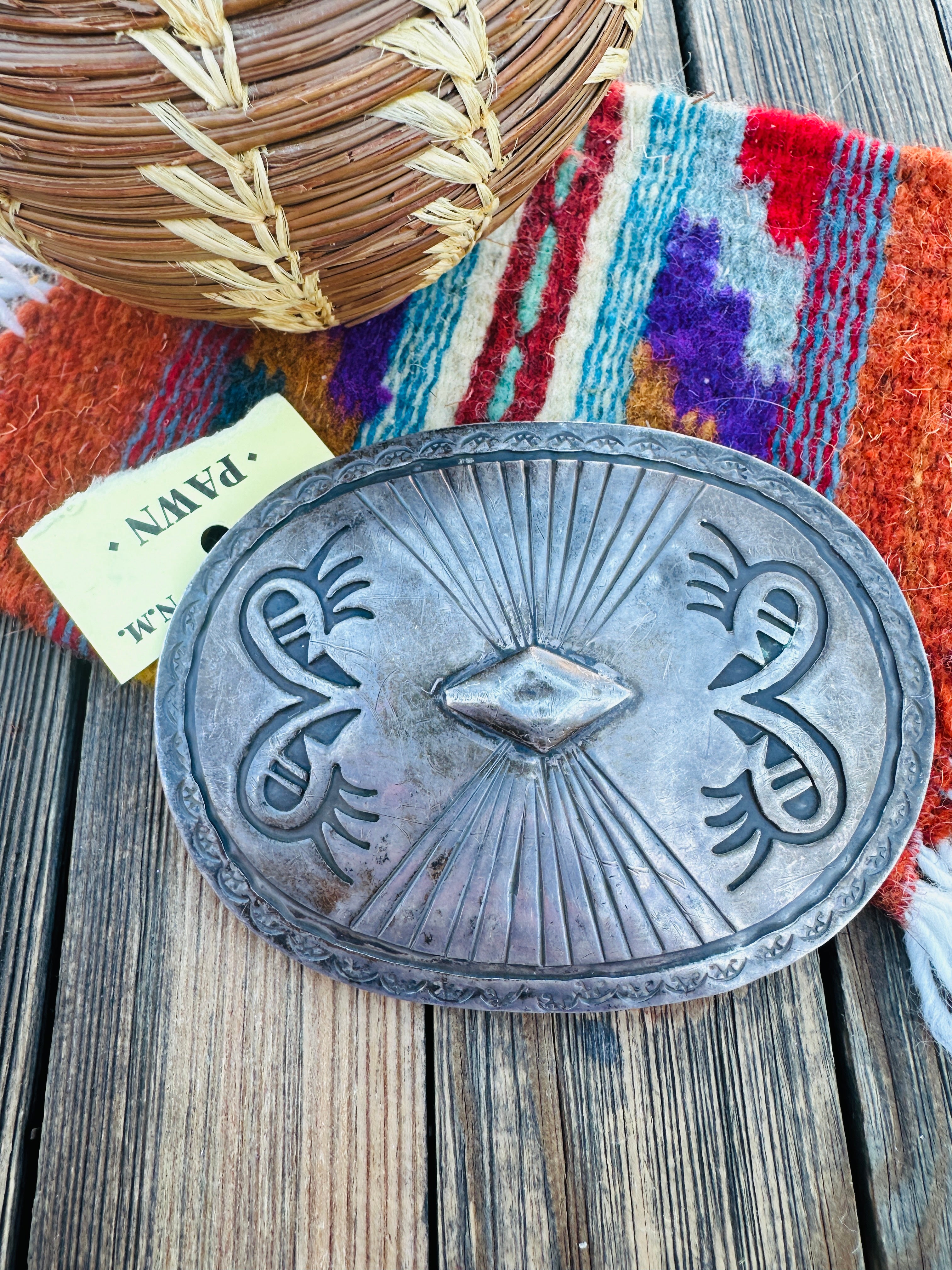 Handcrafted Vintage Old Pawn Sterling Silver Belt Buckle