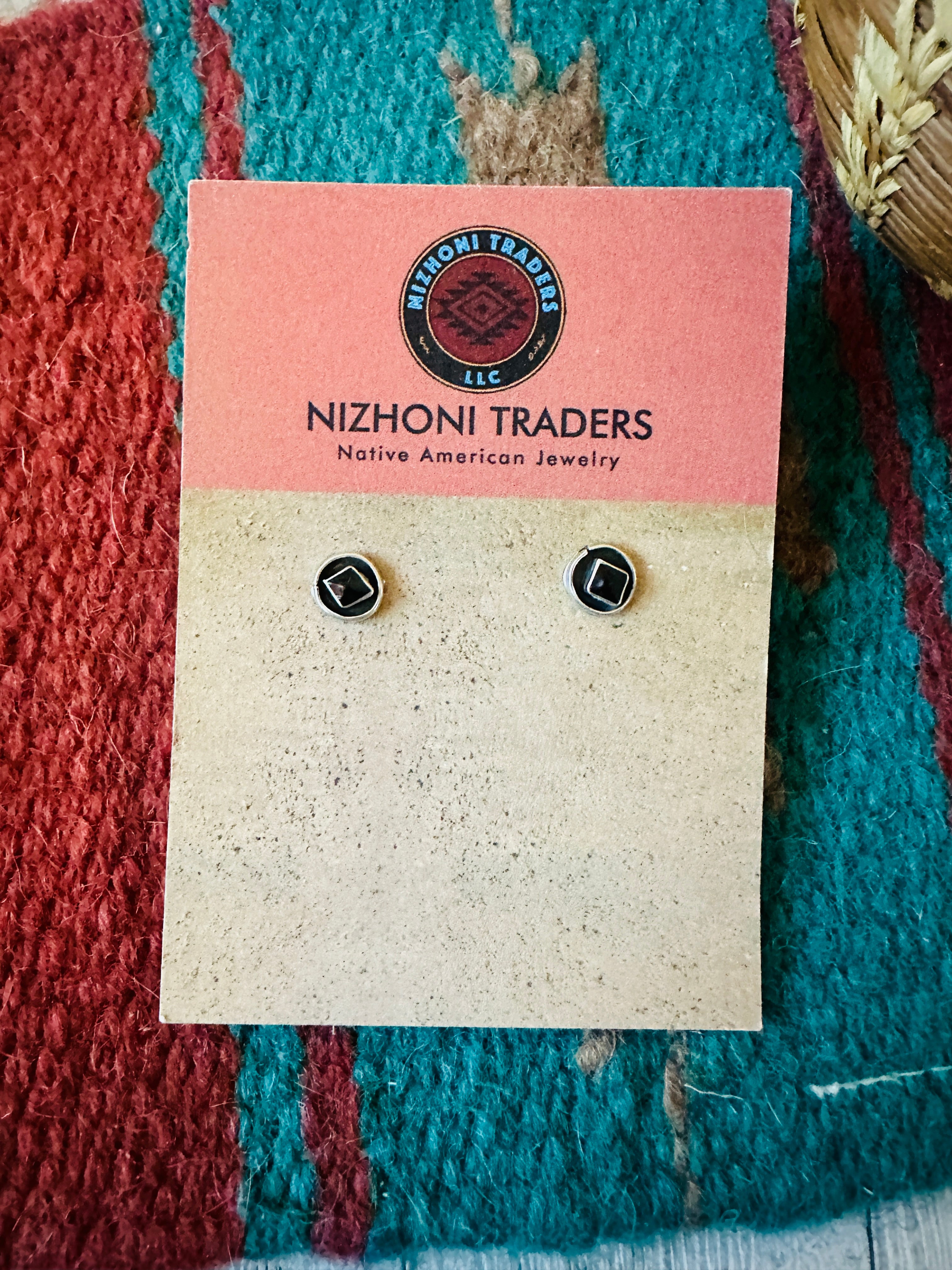 Onyx and Sterling Silver Shadowbox Stud Earrings