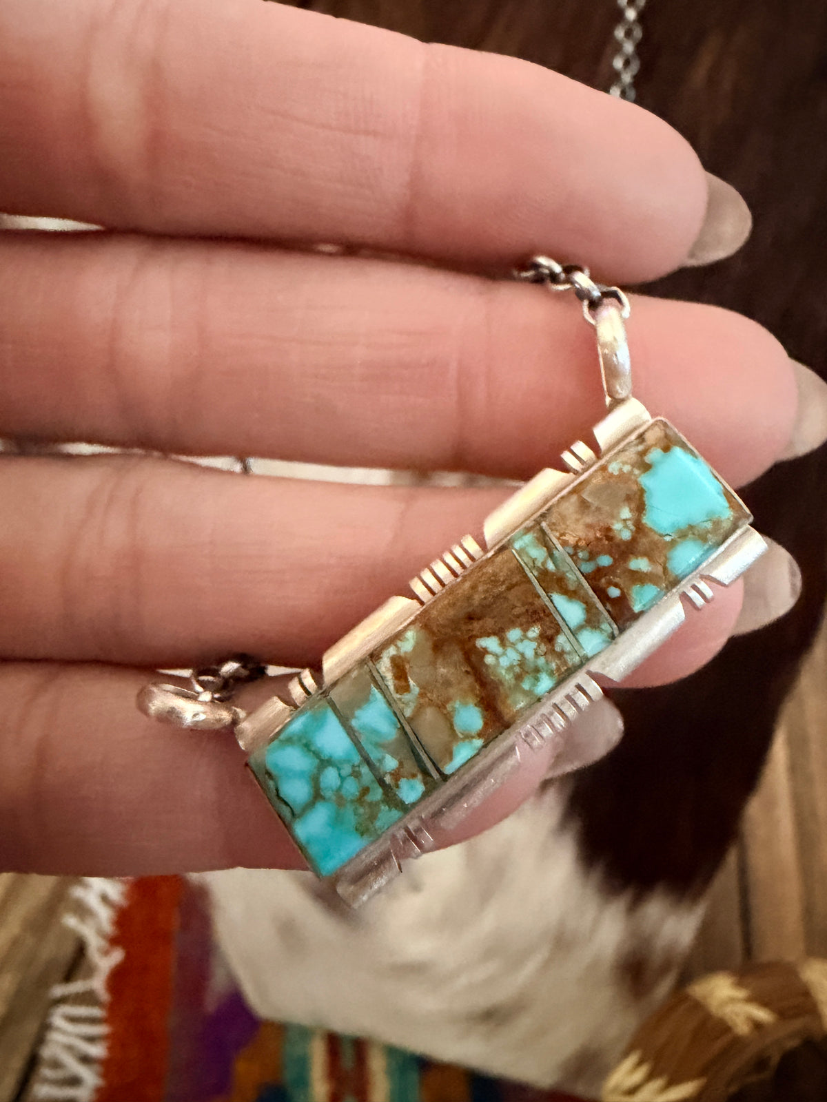 Handcrafted Turquoise & Sterling Silver Bar Necklace