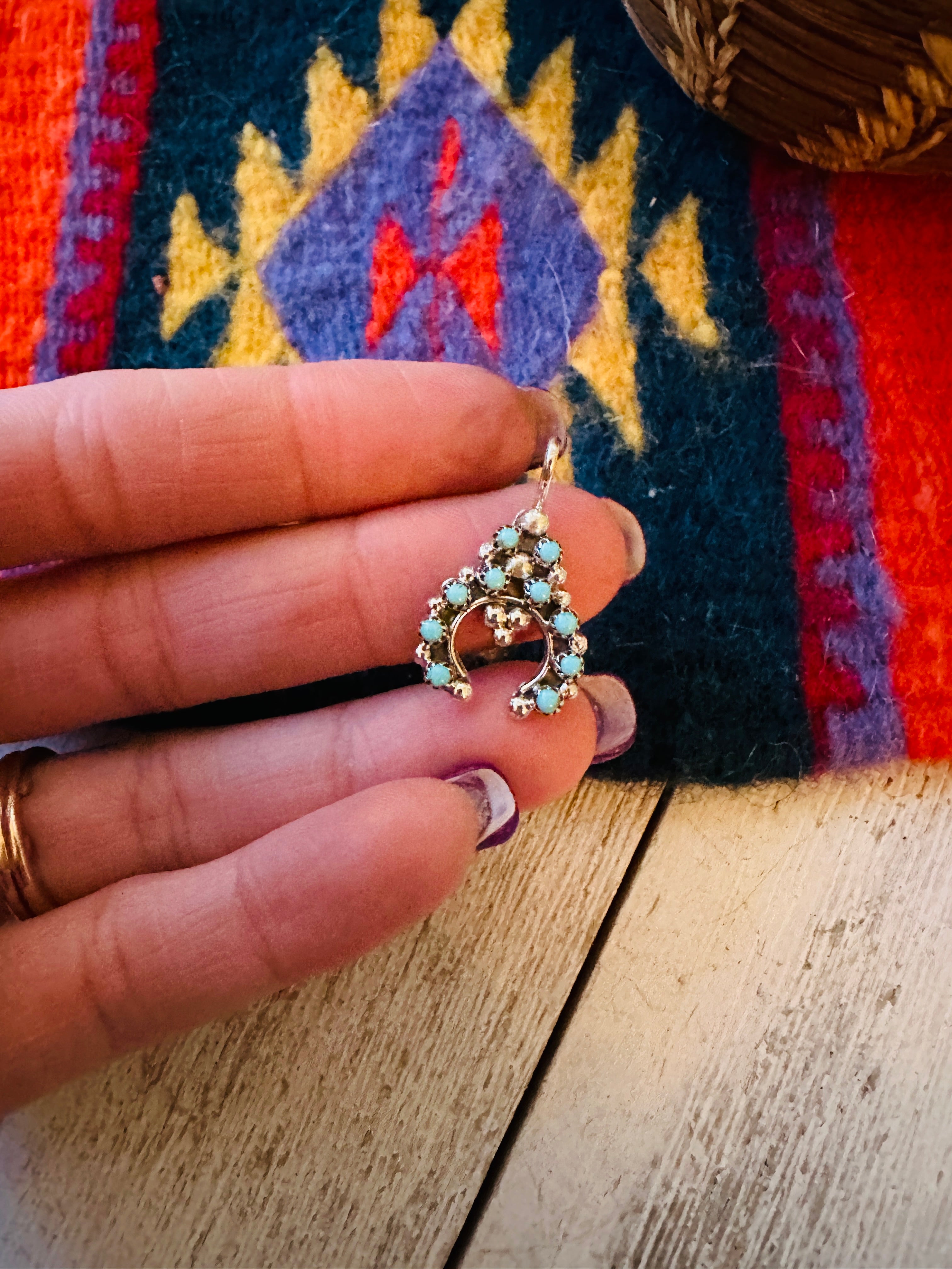 Handcrafted Turquoise & Sterling Silver Mini Naja Pendant