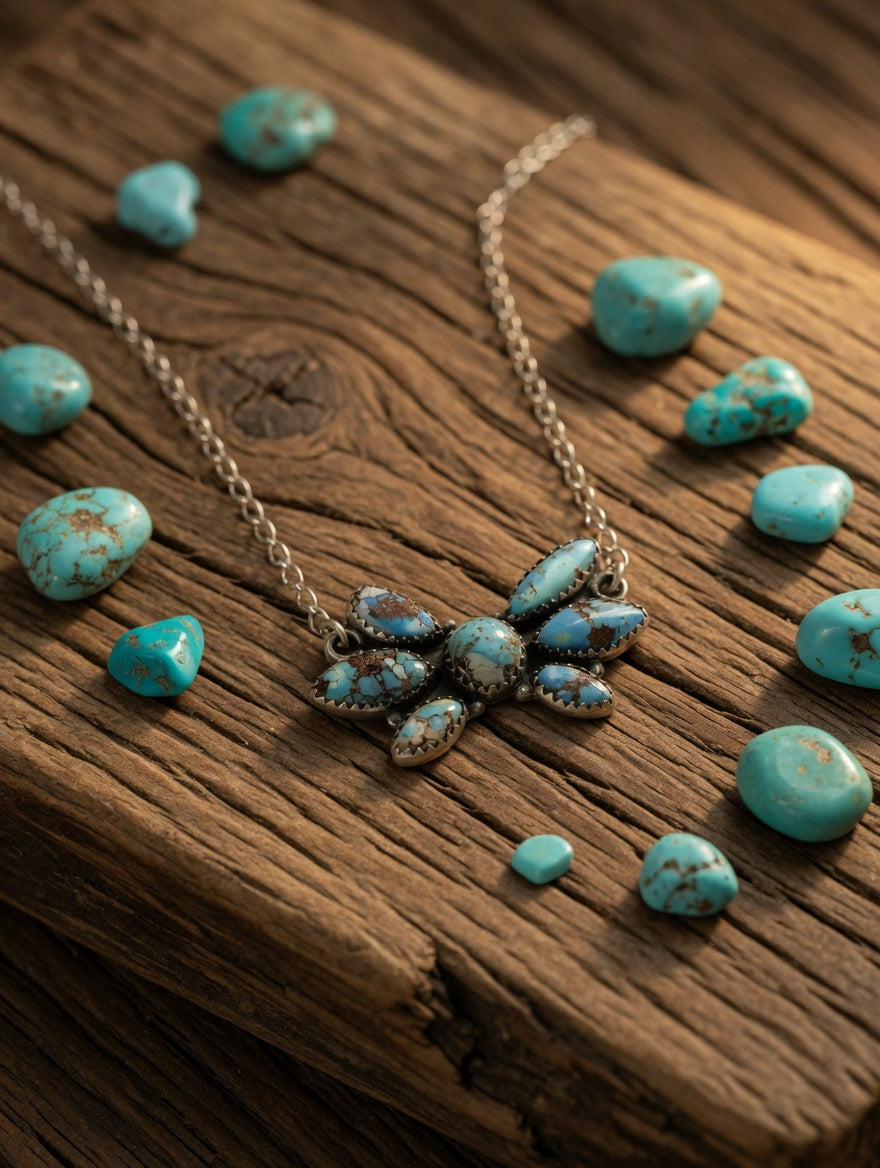 Beautiful Handmade Sterling Silver & Golden Hills Turquoise Necklace