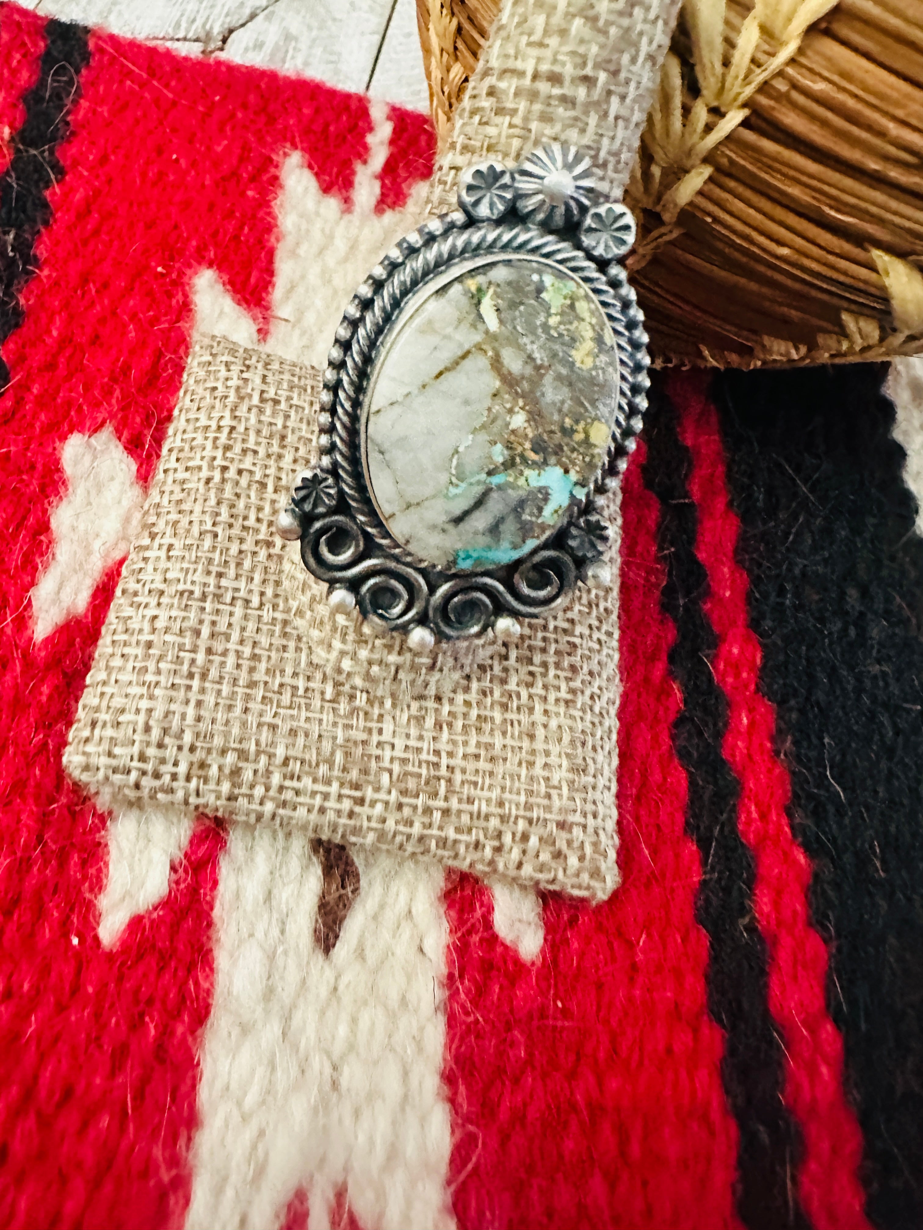 Handcrafted Ribbon Turquoise & Sterling Silver Ring Size 9.5 by Daniel Benally