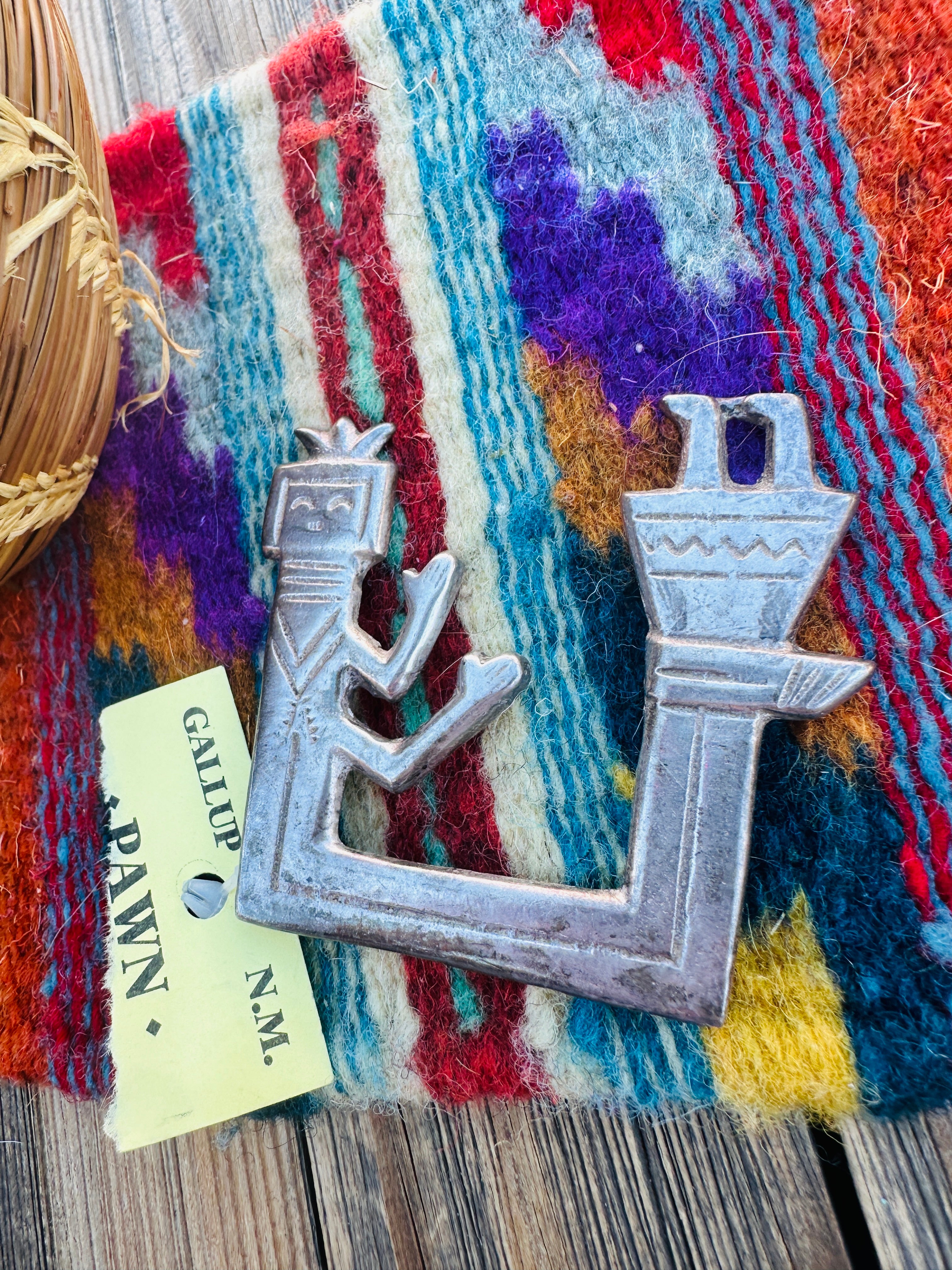 Old Pawn Handcrafted Sterling Silver Kokopelli Brooch