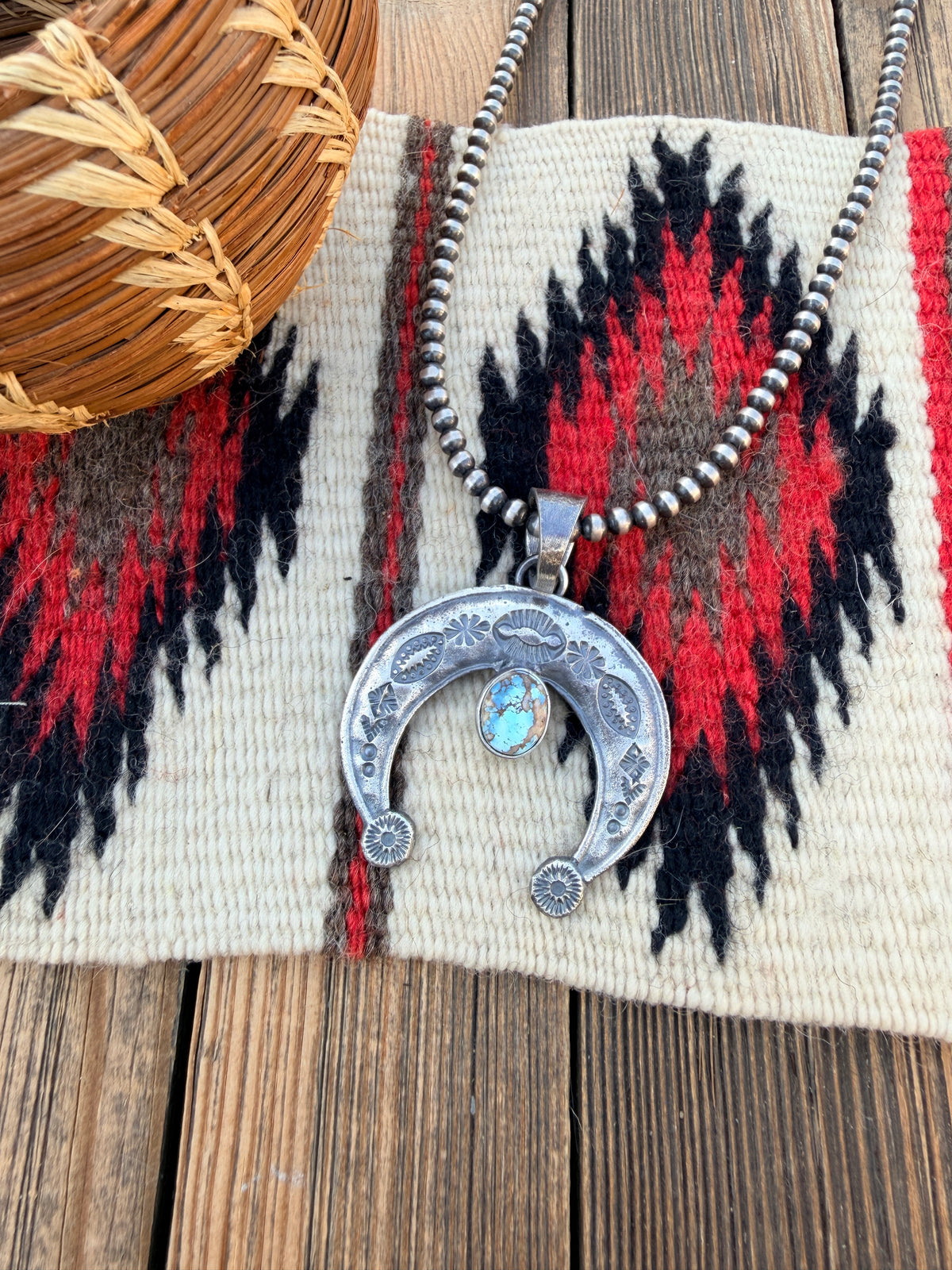Handcrafted Sterling Silver & Golden Hills Turquoise Naja Pendant by Kevin Billah