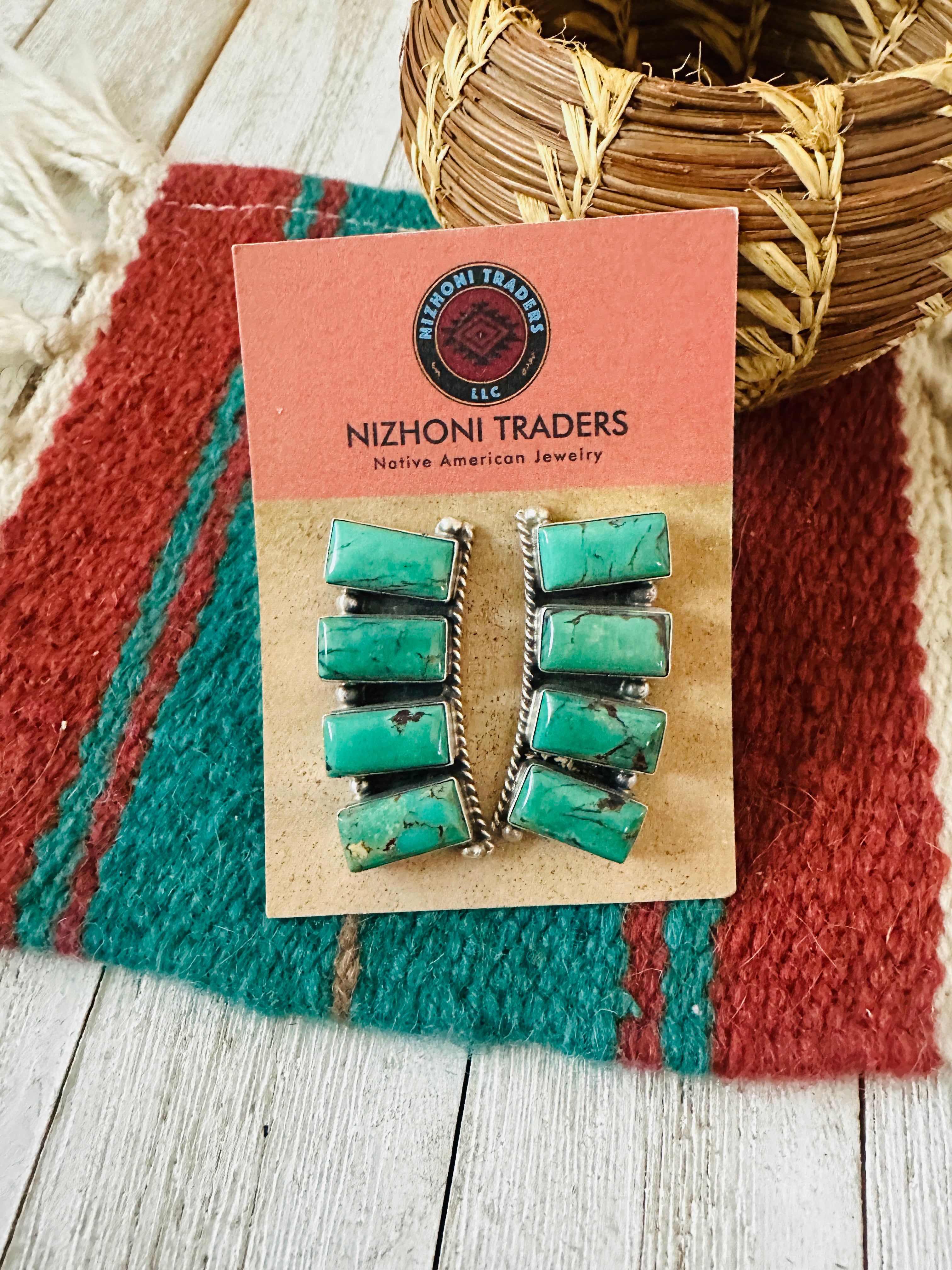 Handcrafted Turquoise & Sterling Silver Cluster Earrings by Elouise Kee