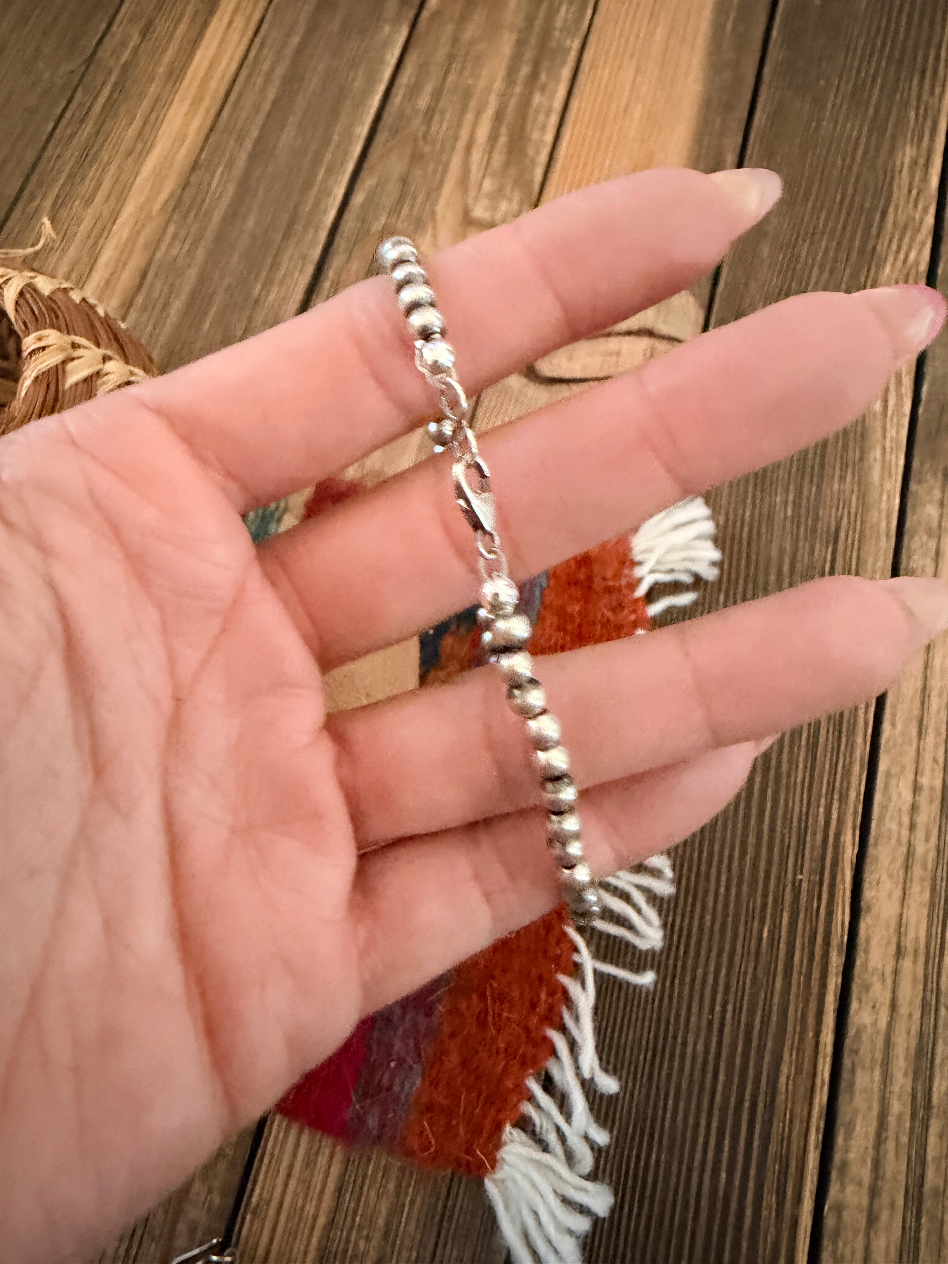 Handcrafted 4mm Sterling Silver Pearl Beaded Bracelet