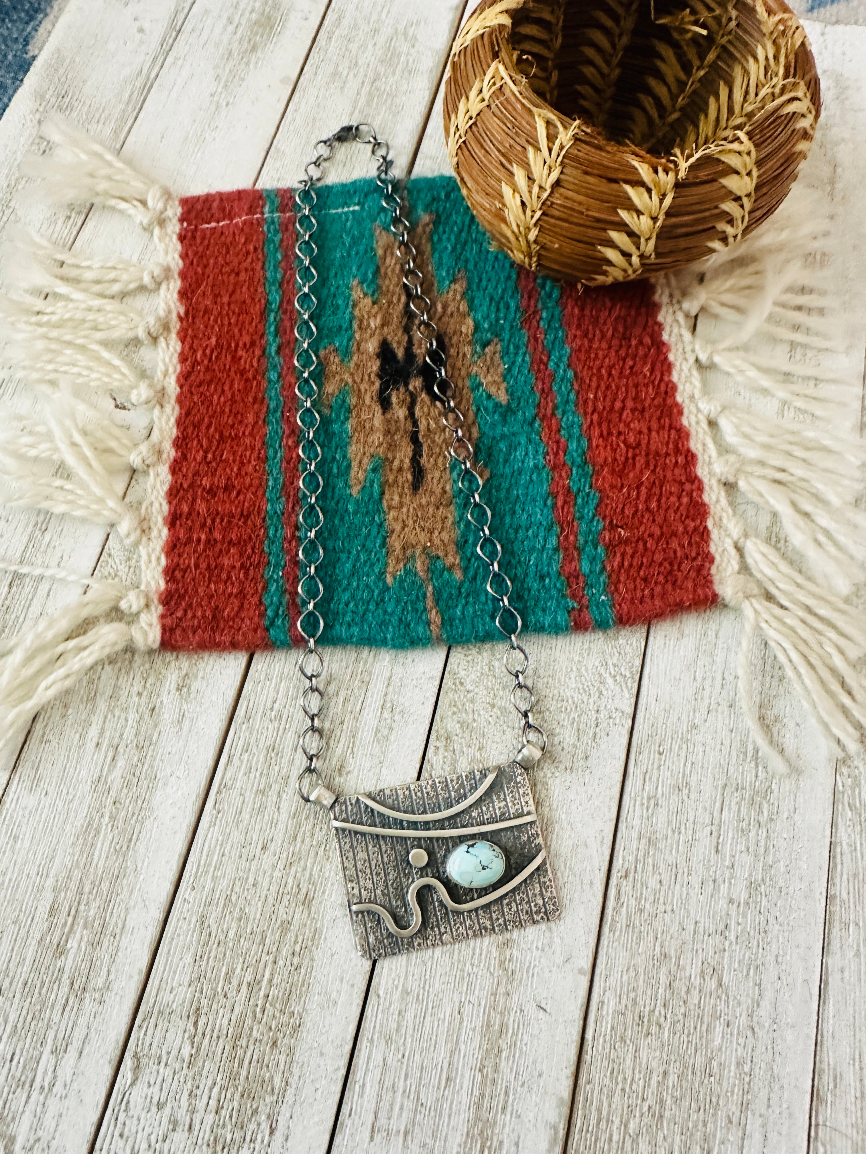 Handcrafted Sterling Silver & Golden Hills Turquoise Abstract Necklace