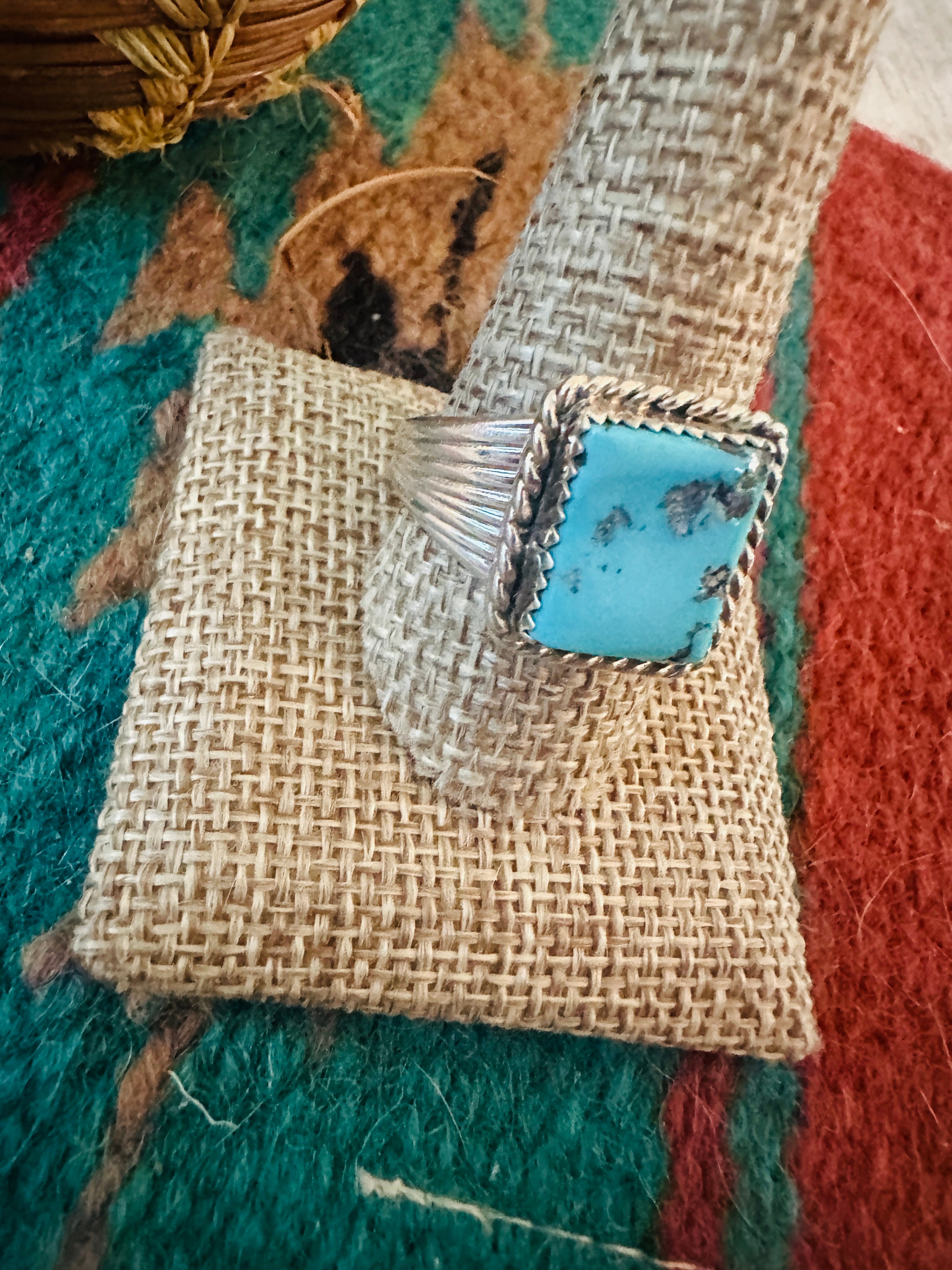 Handcrafted Old Pawn Sterling Silver & Turquoise Ring