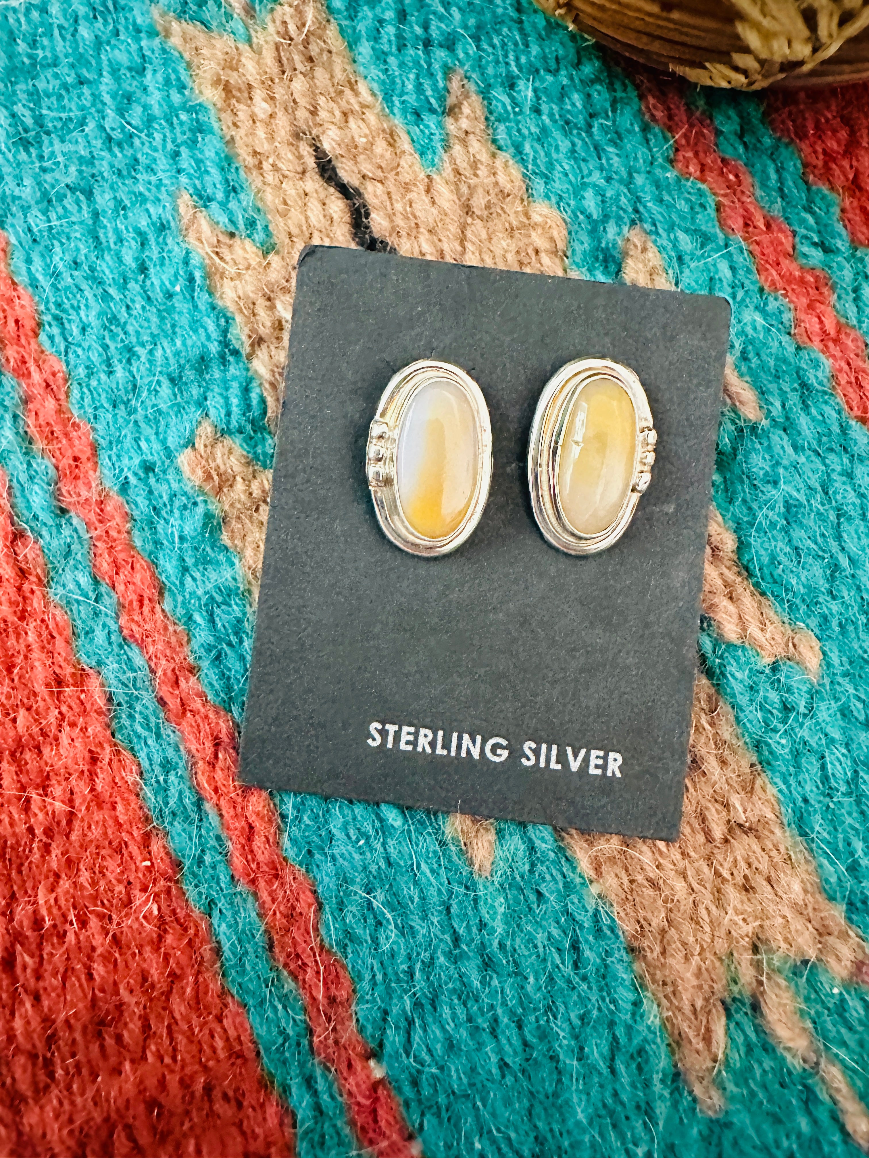 Handcrafted Mother of Pearl & Sterling Silver Stud Earrings