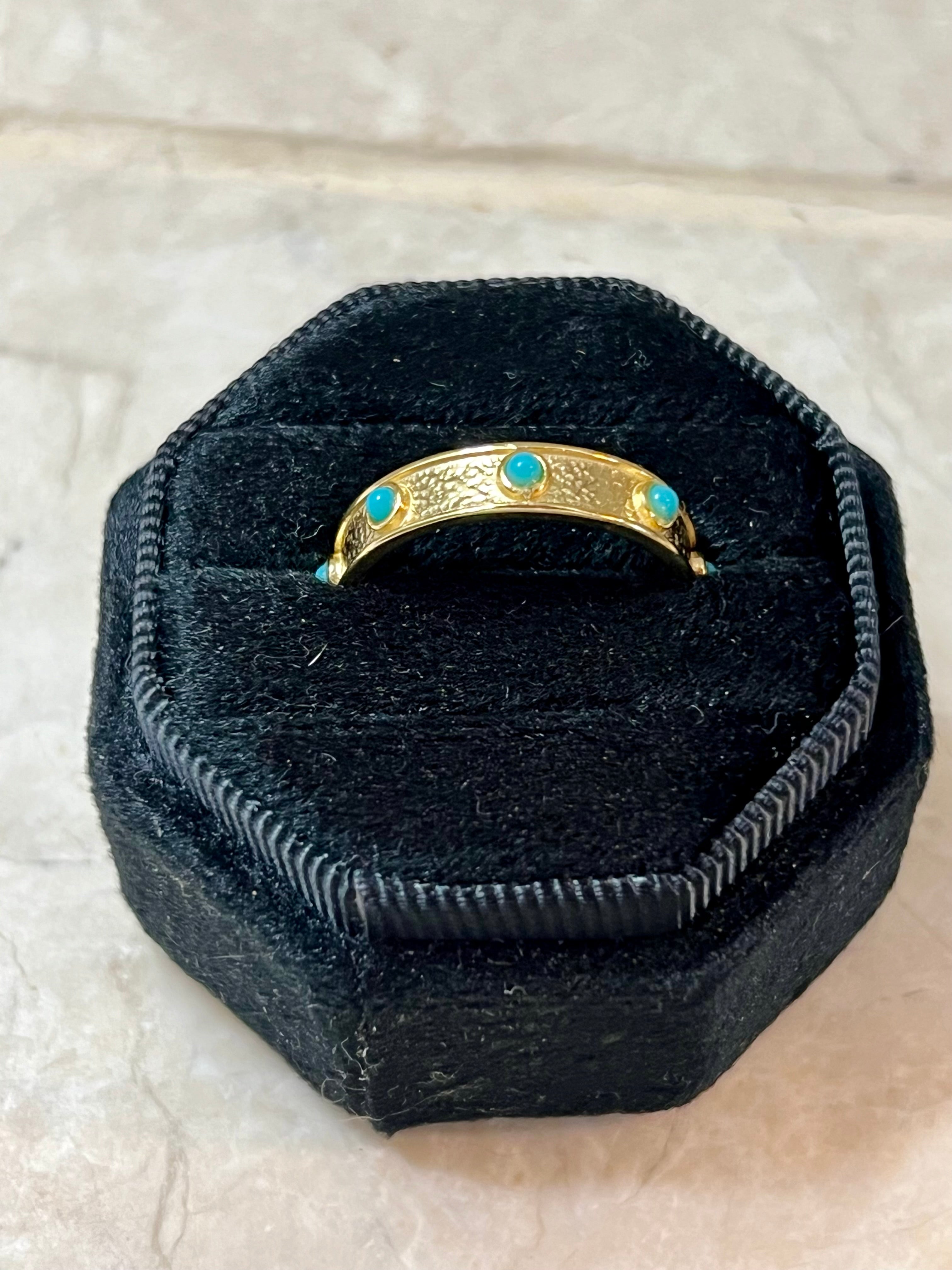 Gold Plated 8 Stone Turquoise Band Ring