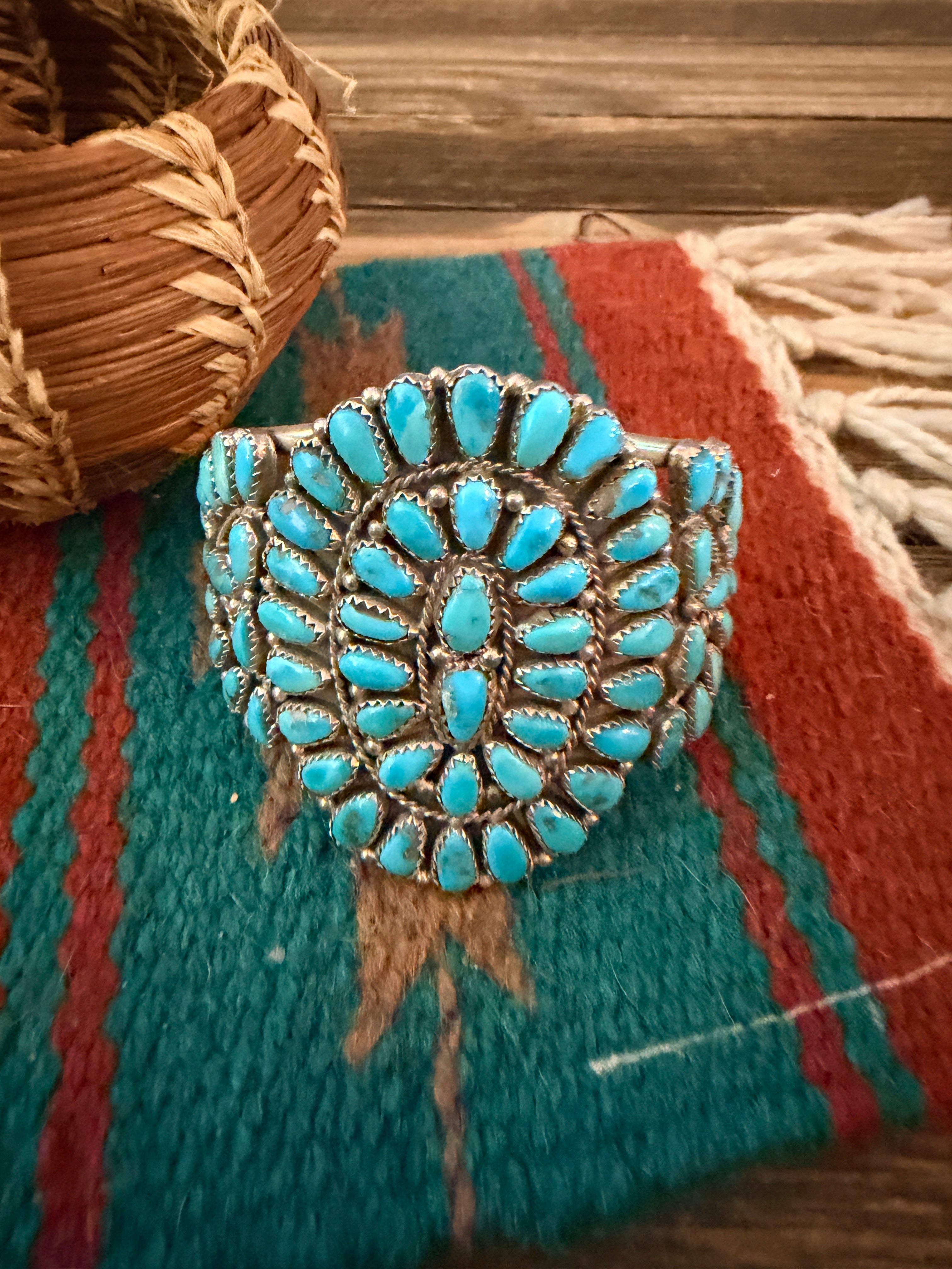 Handcrafted Turquoise & Sterling Silver Cluster Cuff Bracelet By Juliana Williams